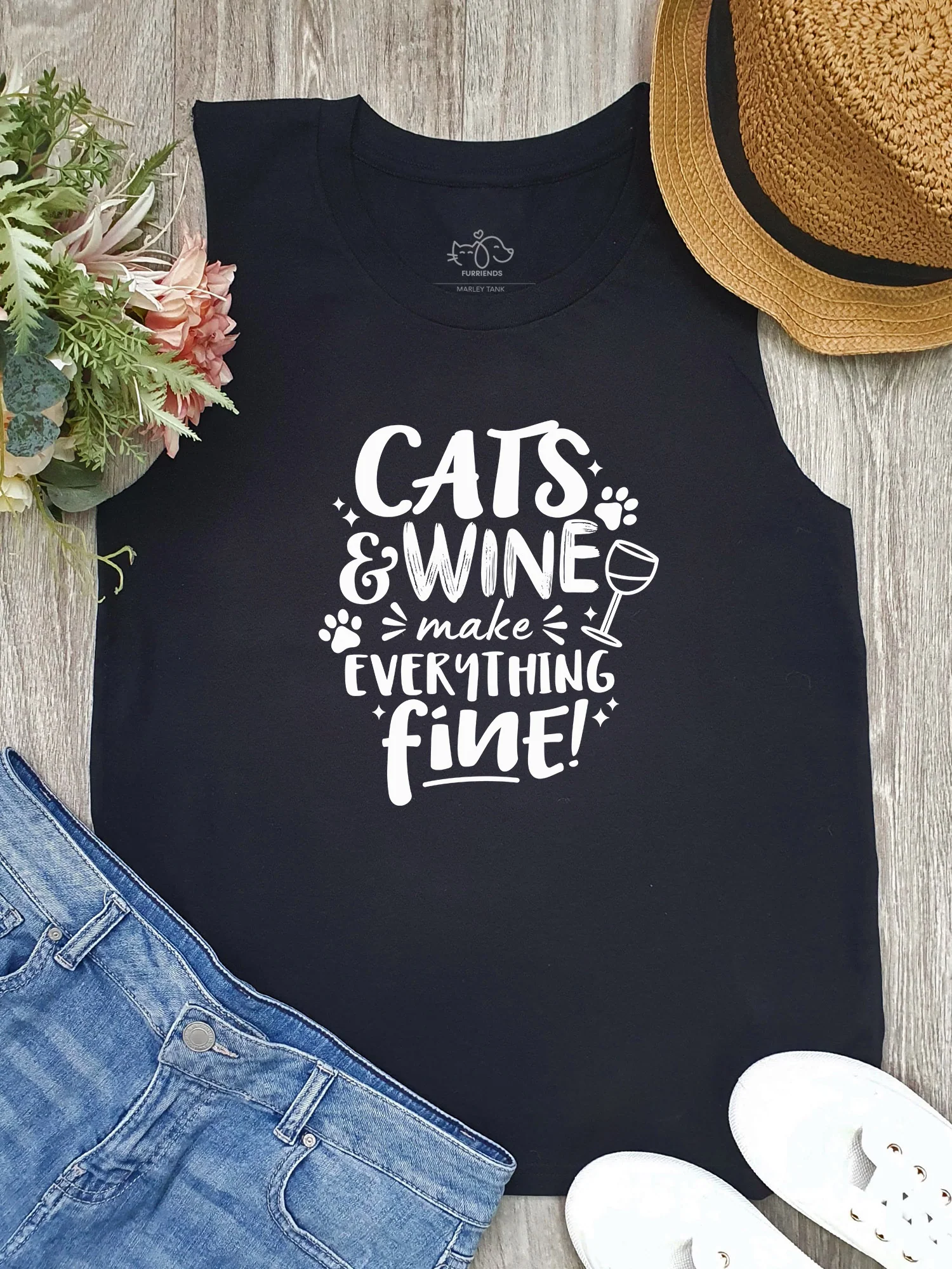 Cats & Wine Make Everything Fine Marley Tank