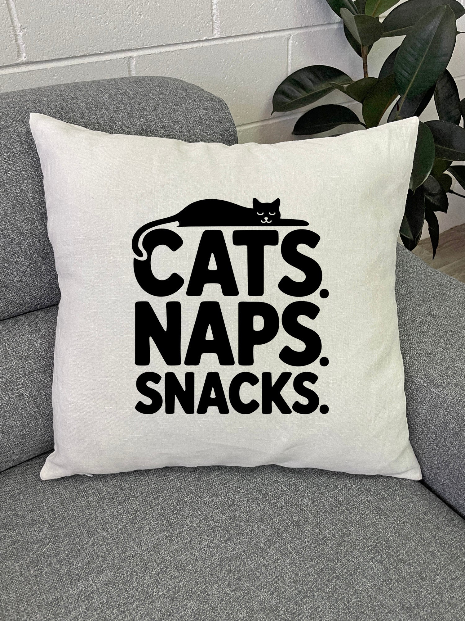 Cats. Naps. Snacks. Linen Cushion Cover - Image 3