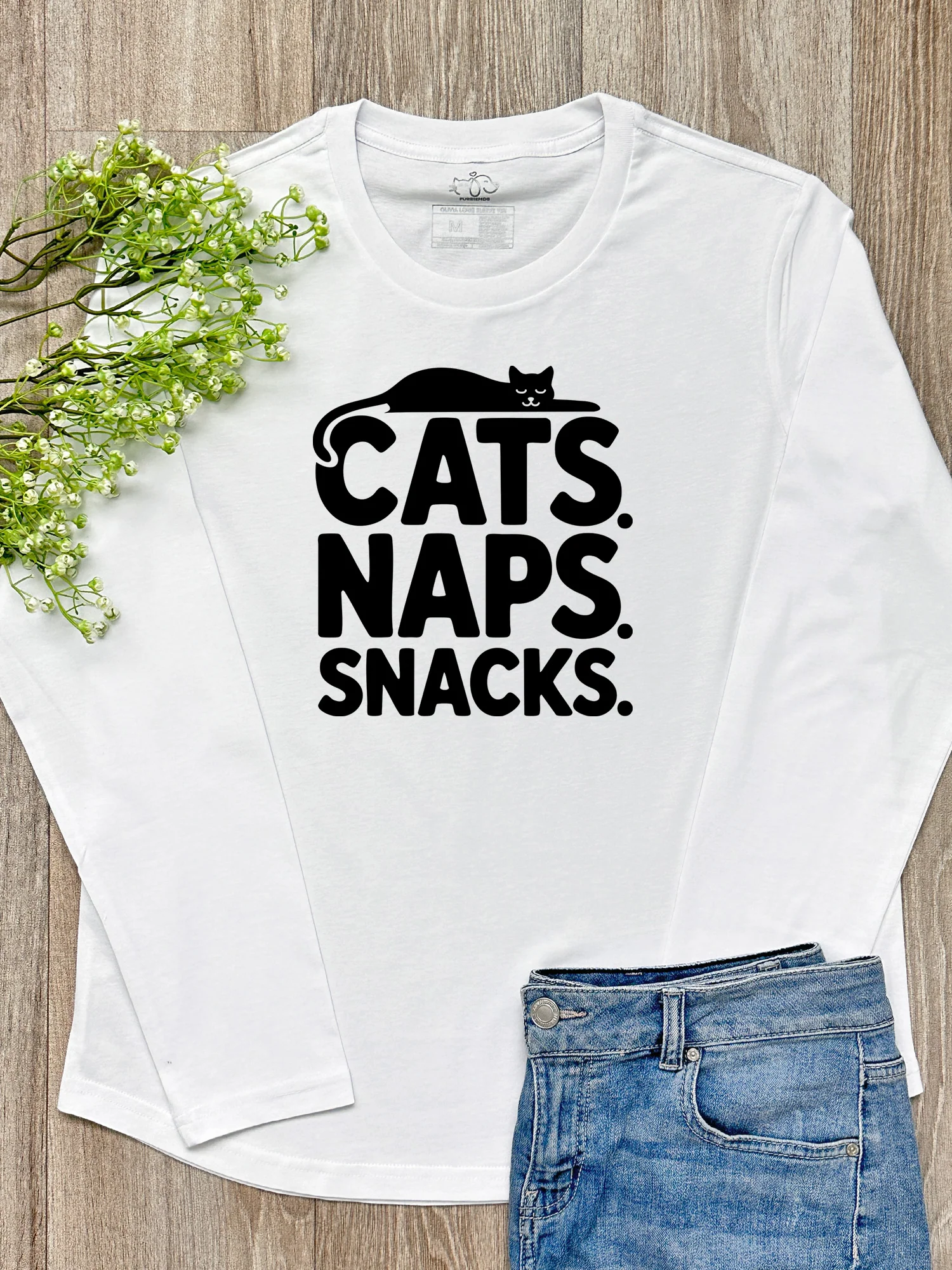 Cats. Naps. Snacks. Olivia Long Sleeve Tee - Image 2