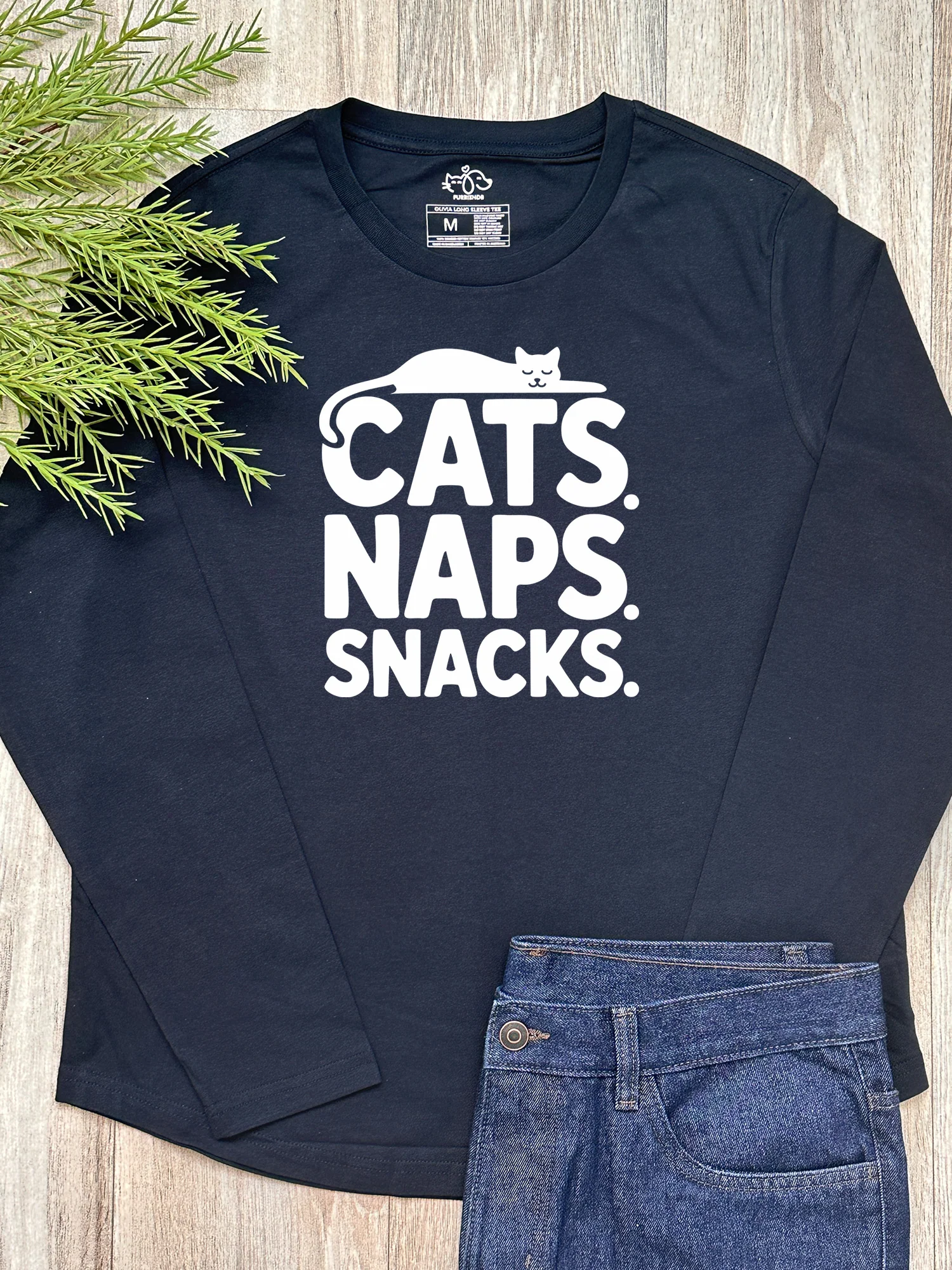 Cats. Naps. Snacks. Olivia Long Sleeve Tee - Image 3