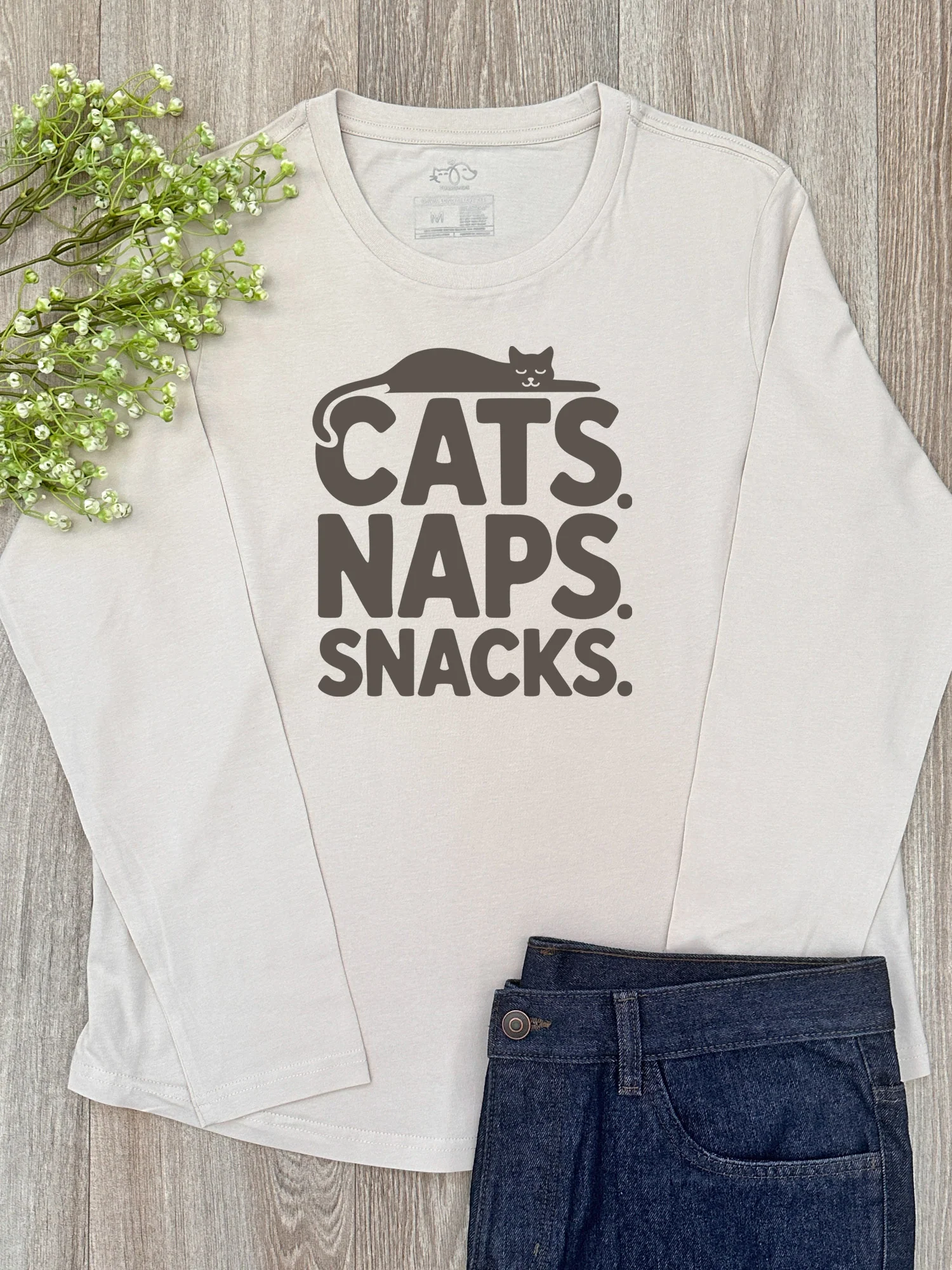 Cats. Naps. Snacks. Olivia Long Sleeve Tee - Image 4