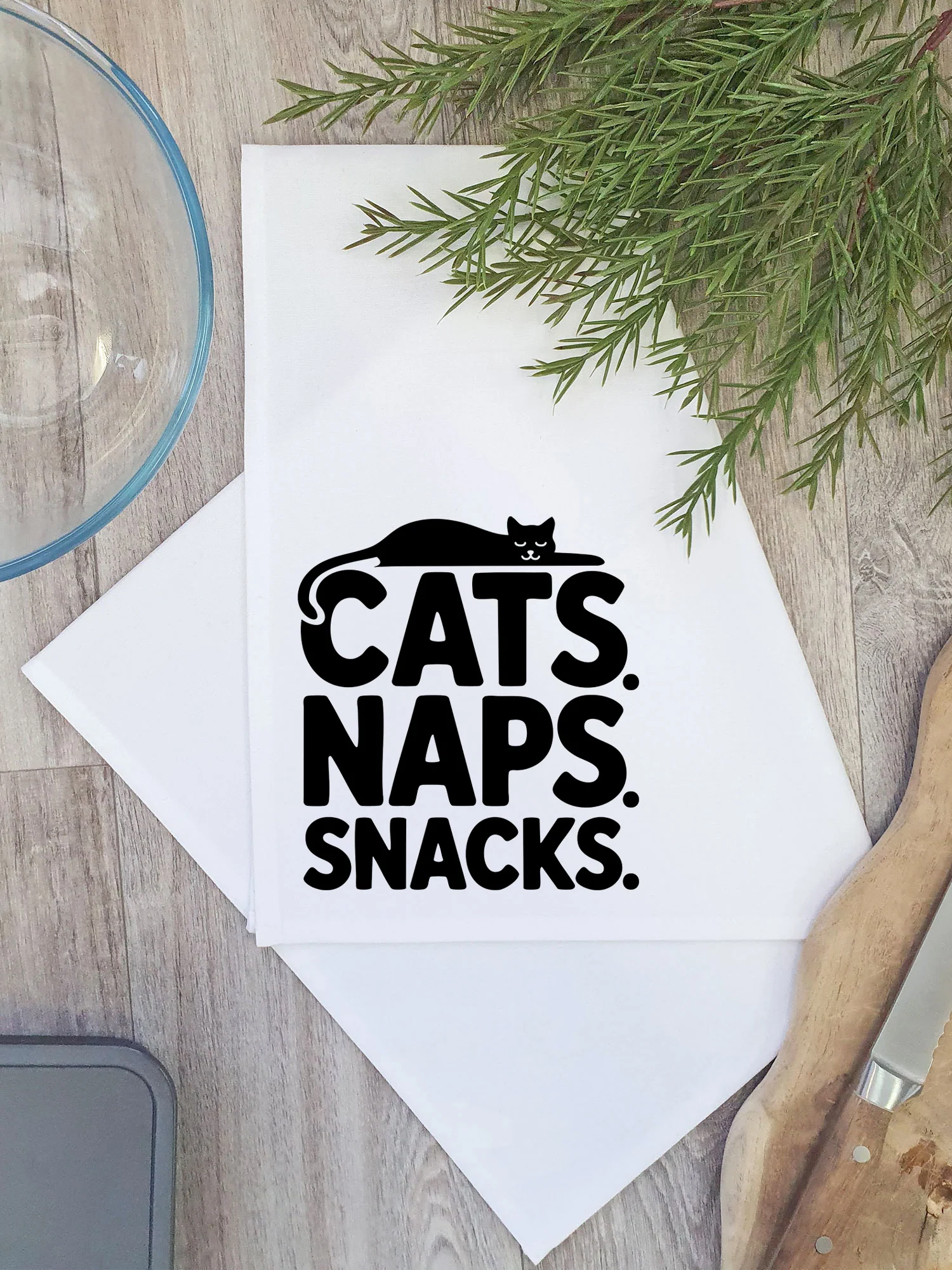 Cats. Naps. Snacks. Tea Towel - Image 3