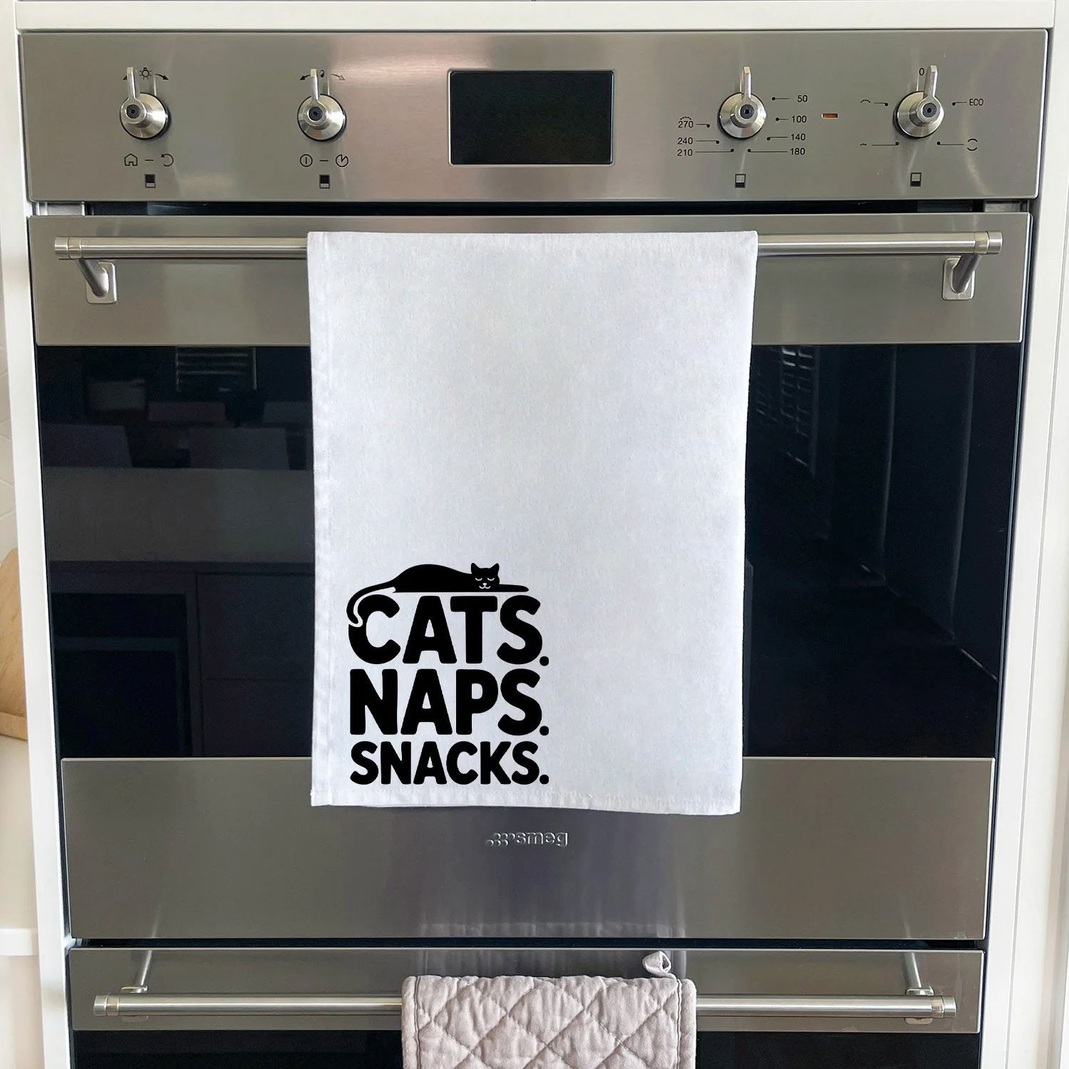 Cats. Naps. Snacks. Tea Towel - Image 4