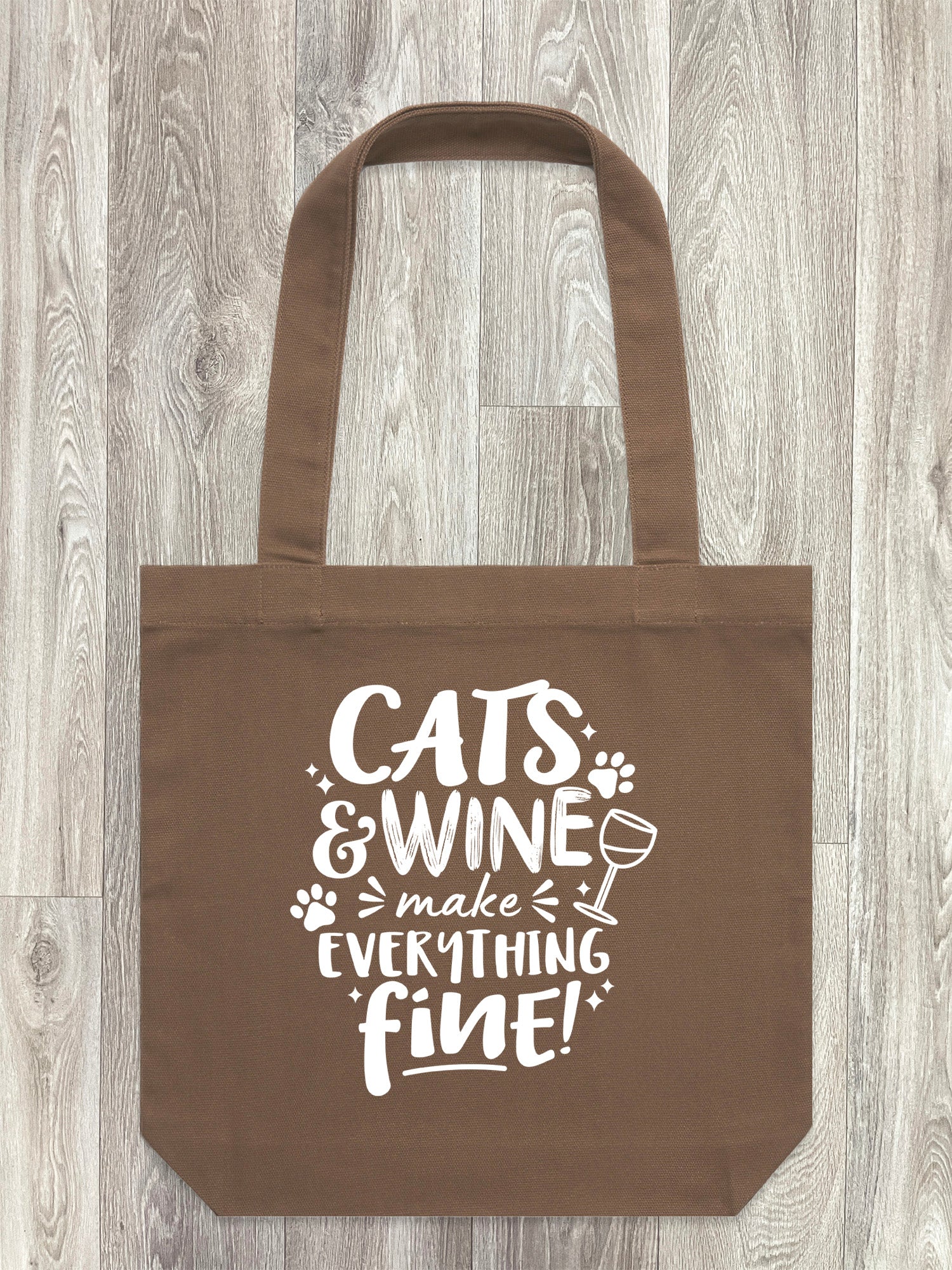 Cats & Wine Make Everything Fine Edith Tote Bag - Image 3