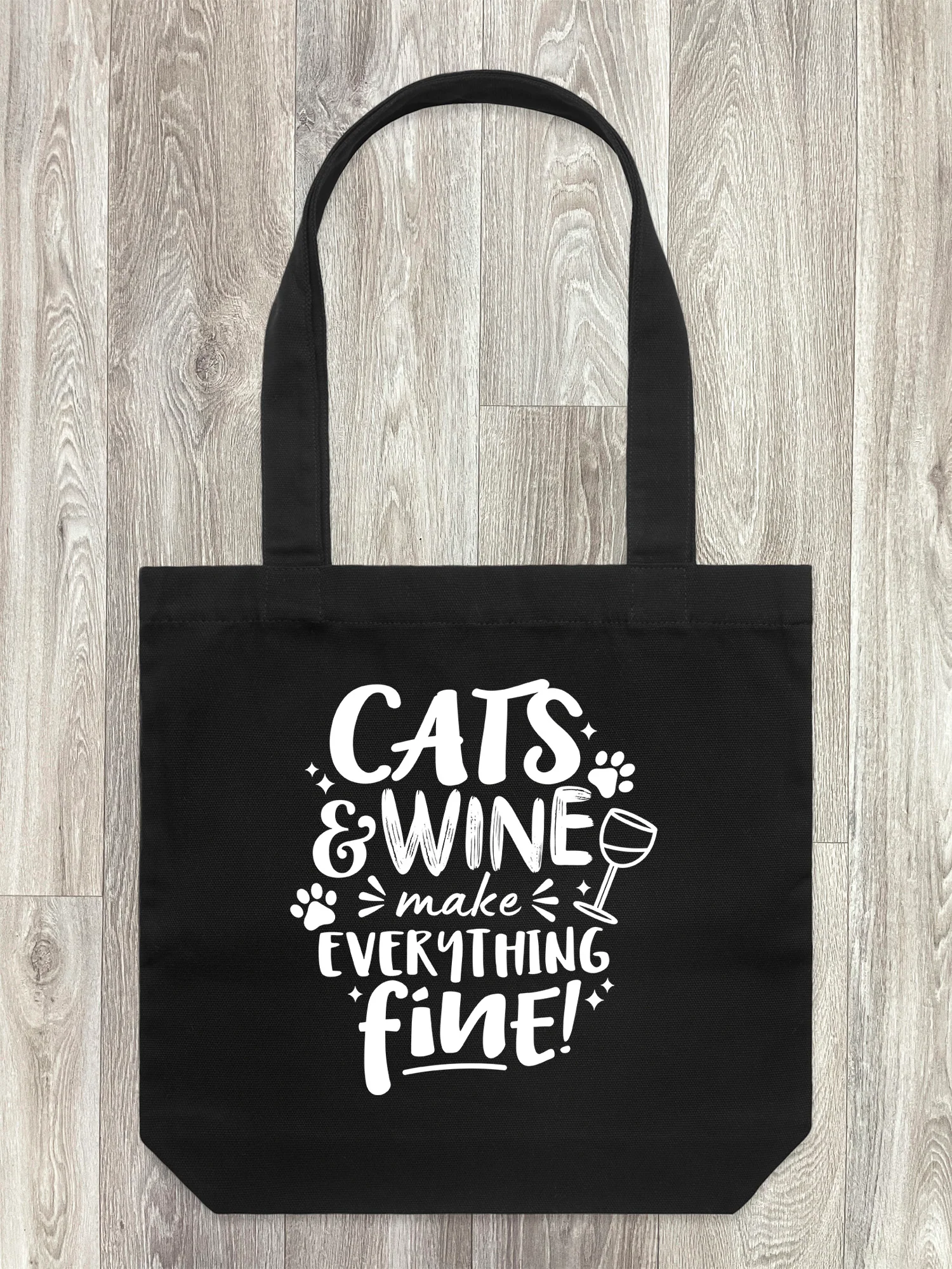 Cats & Wine Make Everything Fine Edith Tote Bag - Image 4