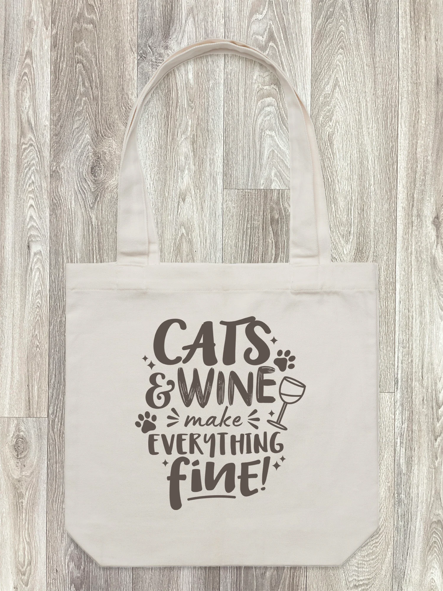 Cats & Wine Make Everything Fine Edith Tote Bag - Image 8