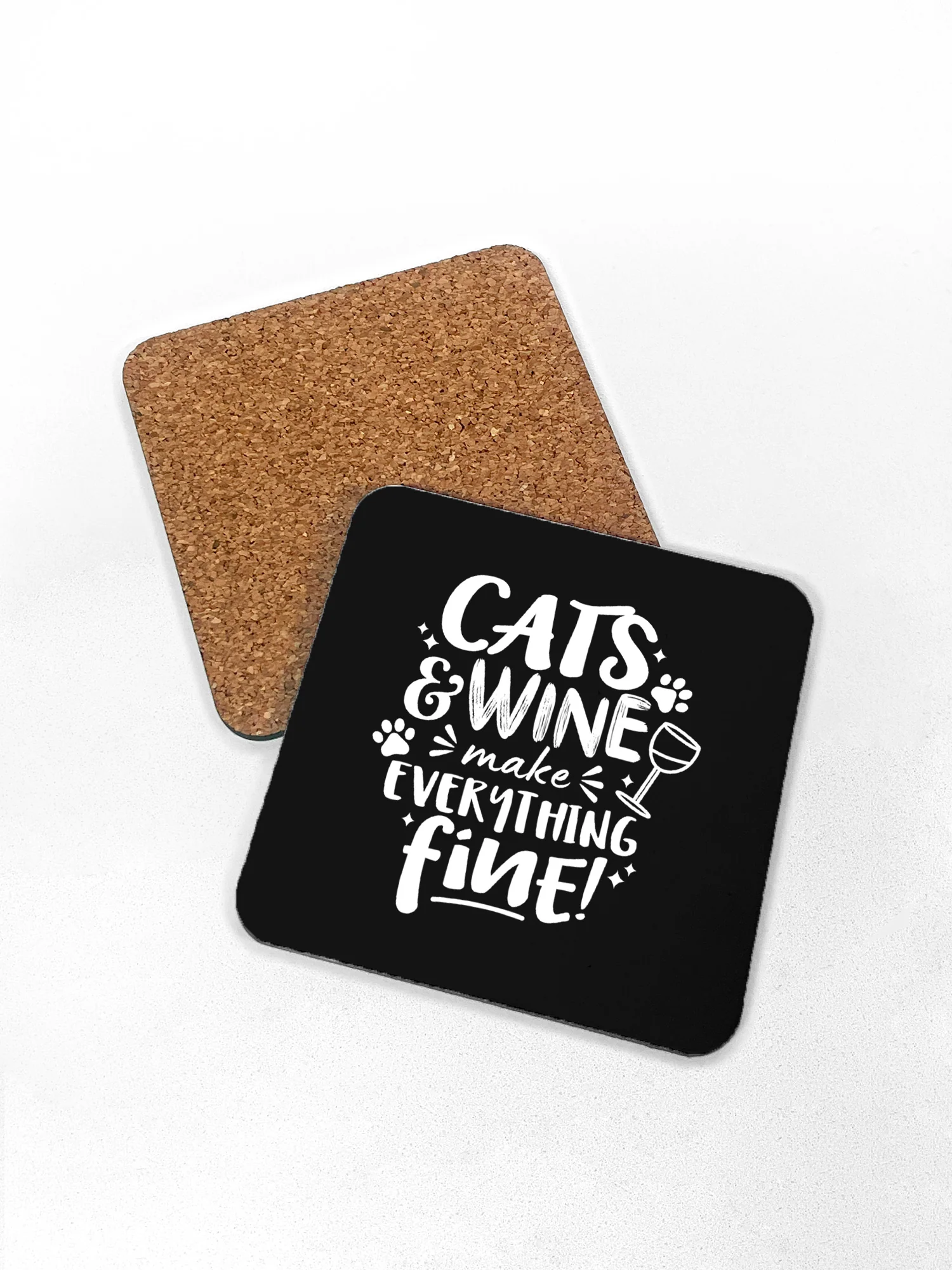 Cats & Wine Make Everything Fine Coaster - Image 2