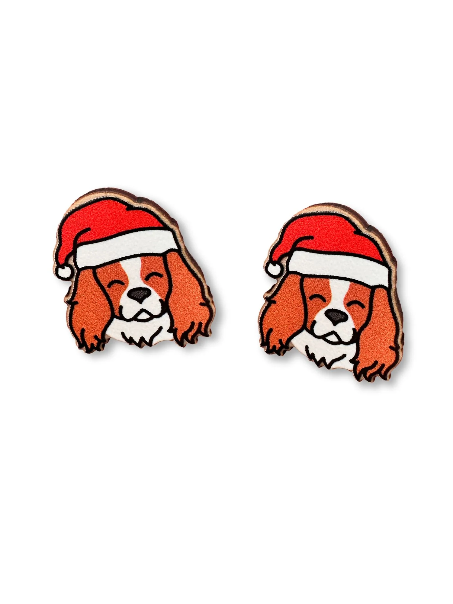 Cavalier King Charles Spaniel Christmas Edition ColourPop Stud Earrings - Image 3