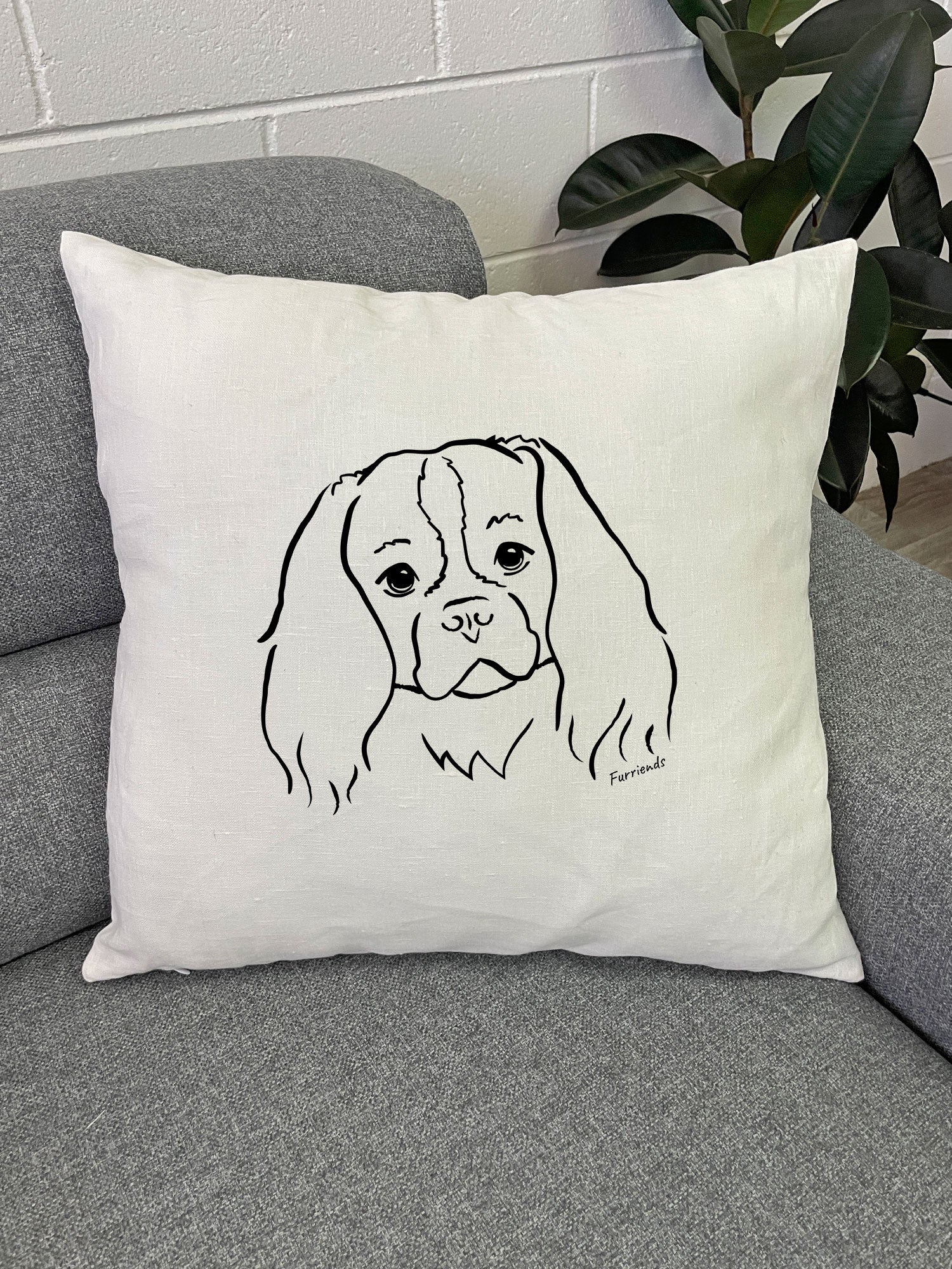 Cavalier King Charles Spaniel Linen Cushion Cover - Image 3