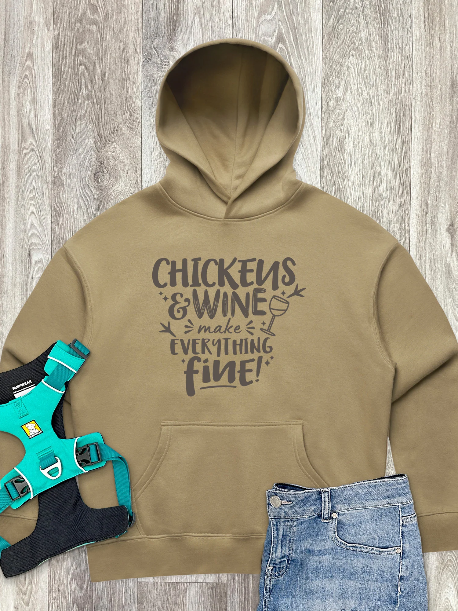 Chickens & Wine Make Everything Fine Women's Comfort Hood - Image 4