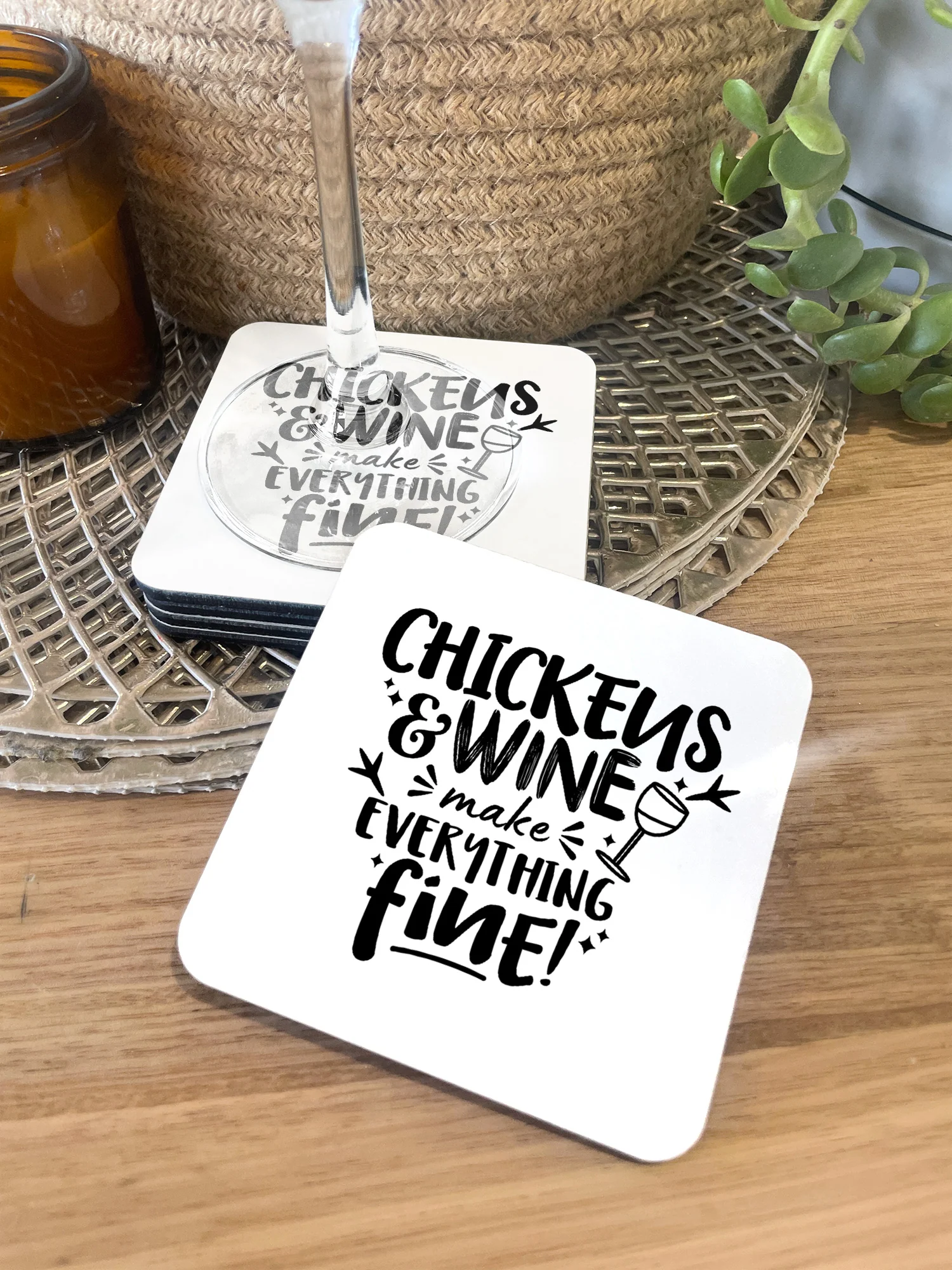 Chickens & Wine Make Everything Fine Coaster - Image 6
