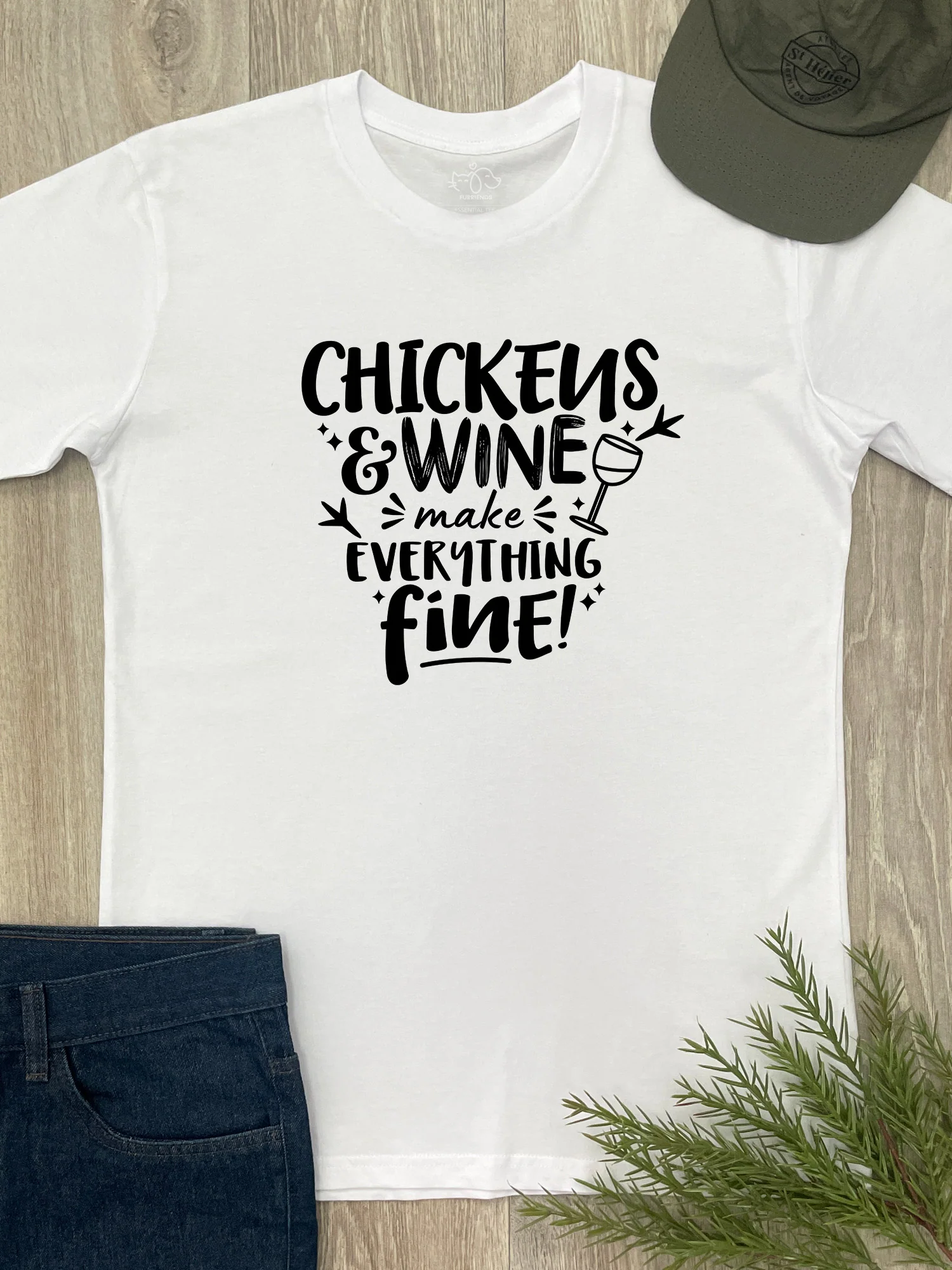 Chickens & Wine Make Everything Fine Essential Unisex Tee - Image 2