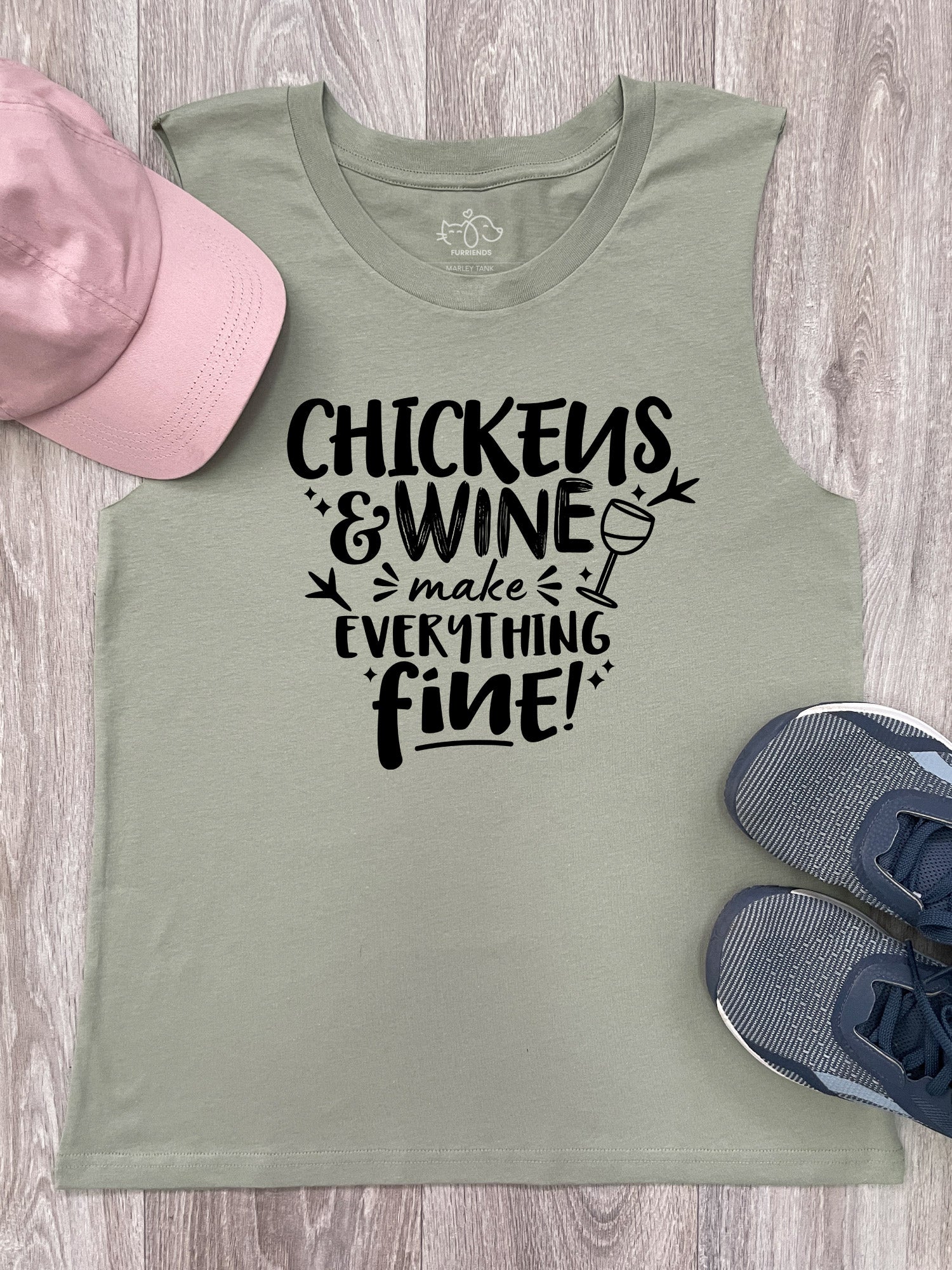 Chickens & Wine Make Everything Fine Marley Tank - Image 4
