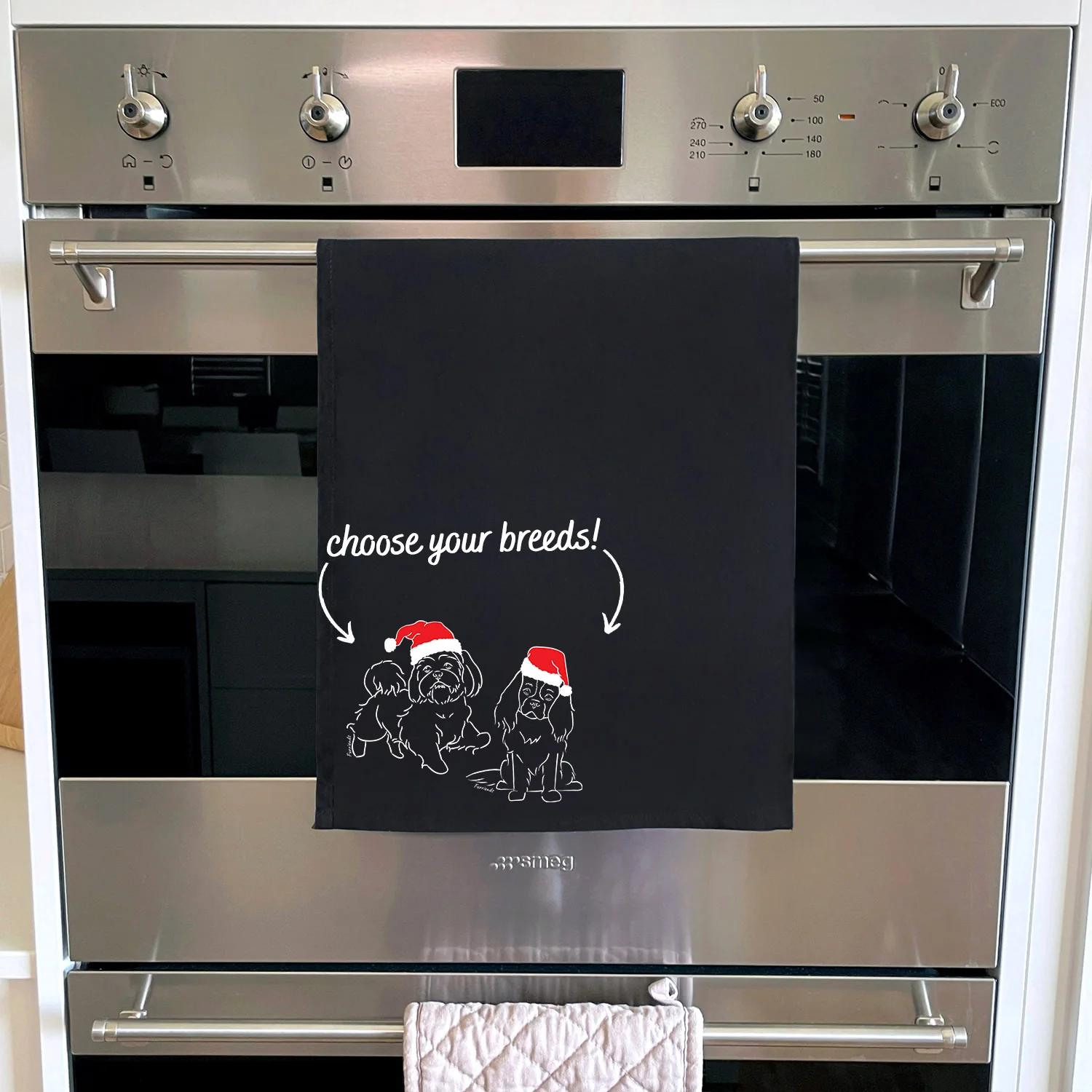 Christmas Edition Dual Breed Customisable Tea Towel - Image 3