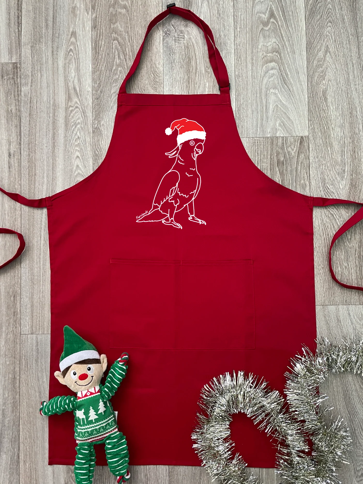 Sulphur-Crested Cockatoo Christmas Edition Bib Apron - Image 2
