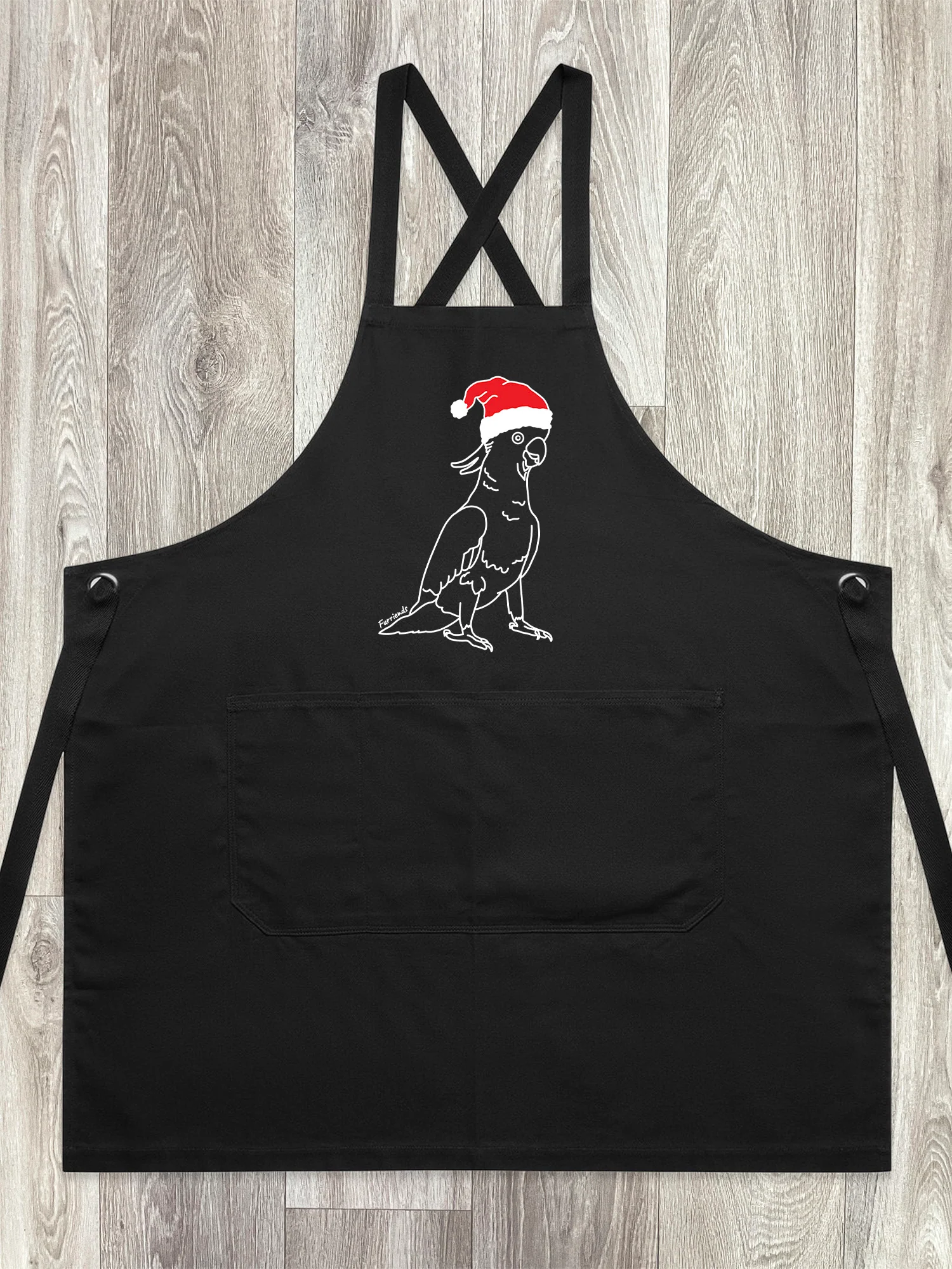 Sulphur-Crested Cockatoo Christmas Edition Jarrah Crossback Apron - Image 2