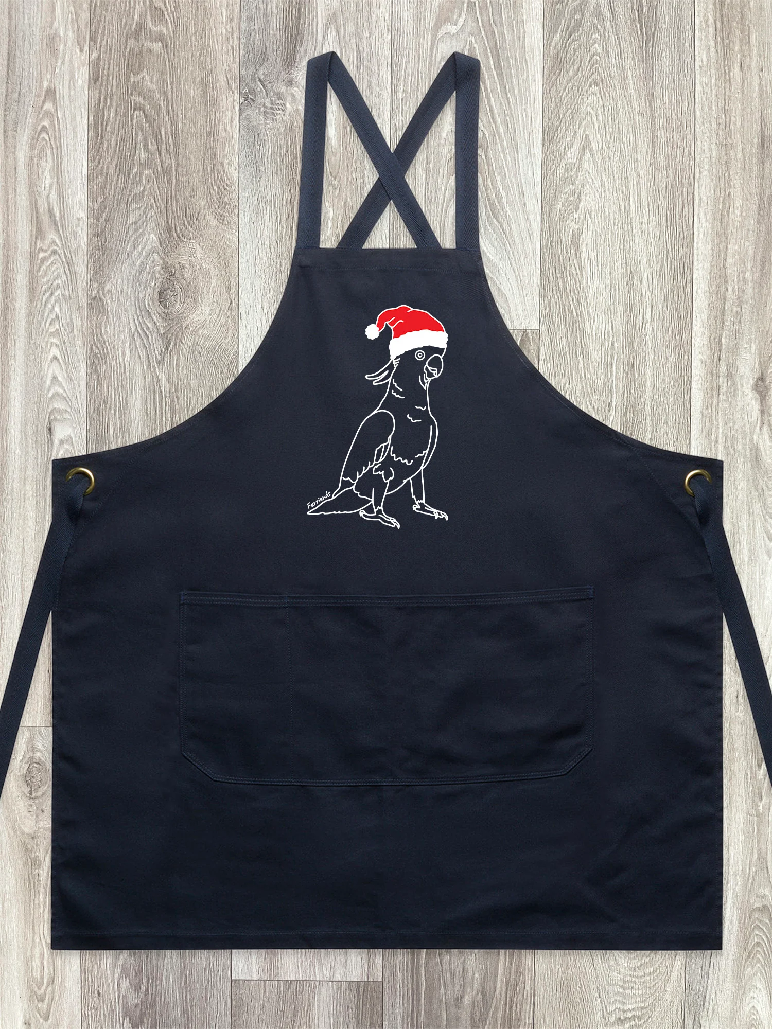 Sulphur-Crested Cockatoo Christmas Edition Jarrah Crossback Apron - Image 3