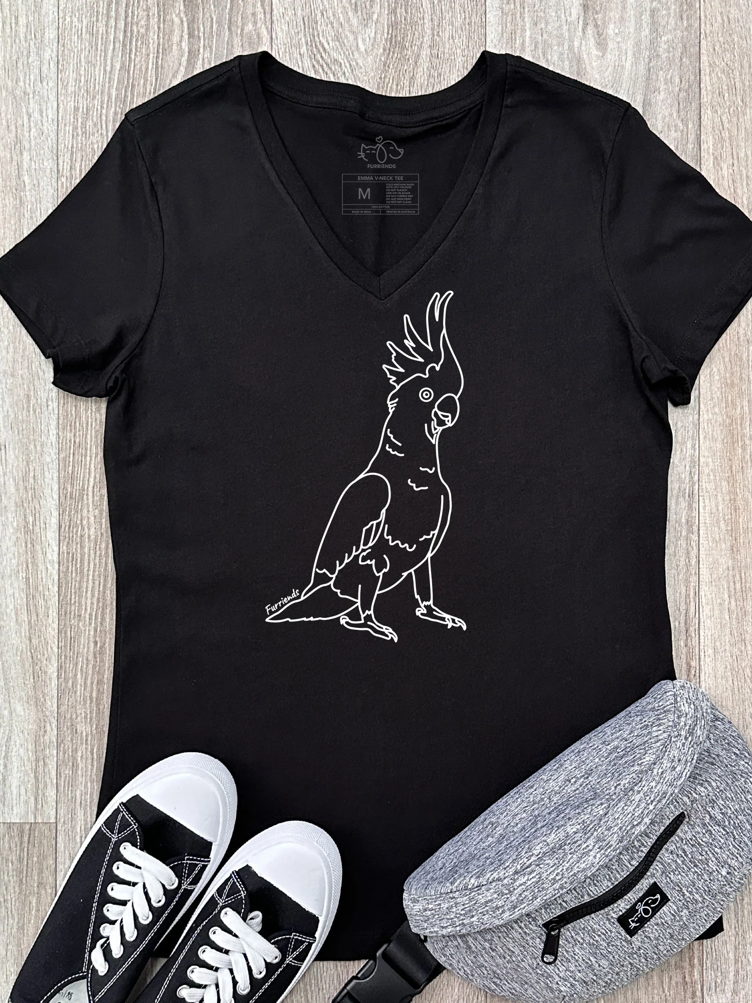 Sulphur-Crested Cockatoo Emma V-Neck Tee - Image 2