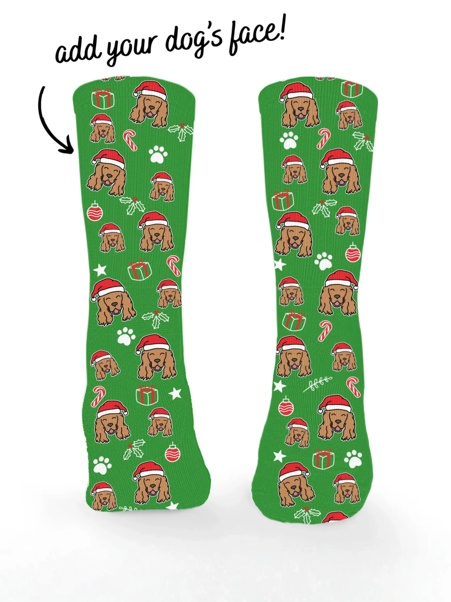 Cocker Spaniel ColourPop Christmas Edition Customisable Socks