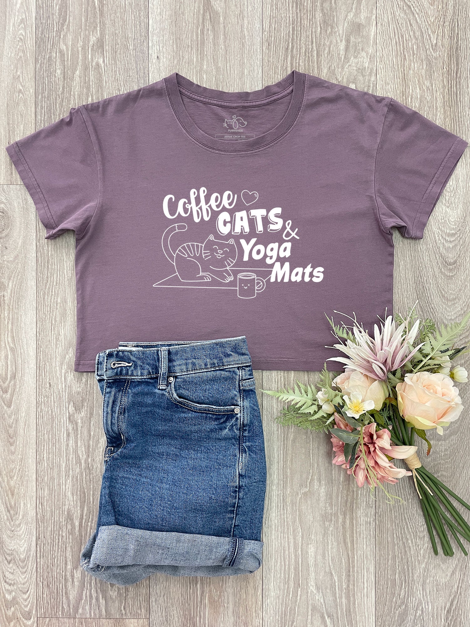 Coffee Cats & Yoga Mats Annie Crop Tee - Image 2
