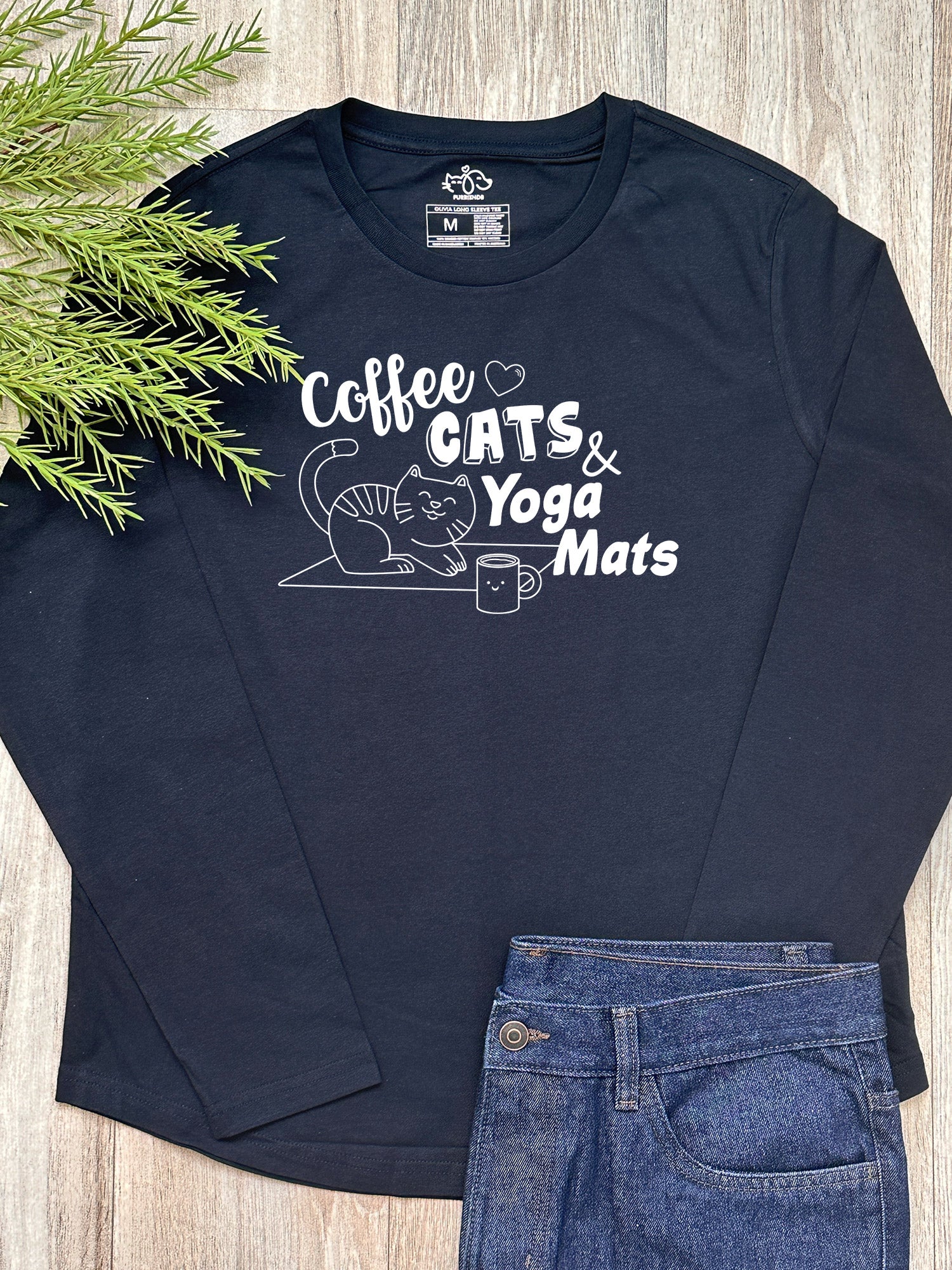 Coffee Cats & Yoga Mats Olivia Long Sleeve Tee - Image 3