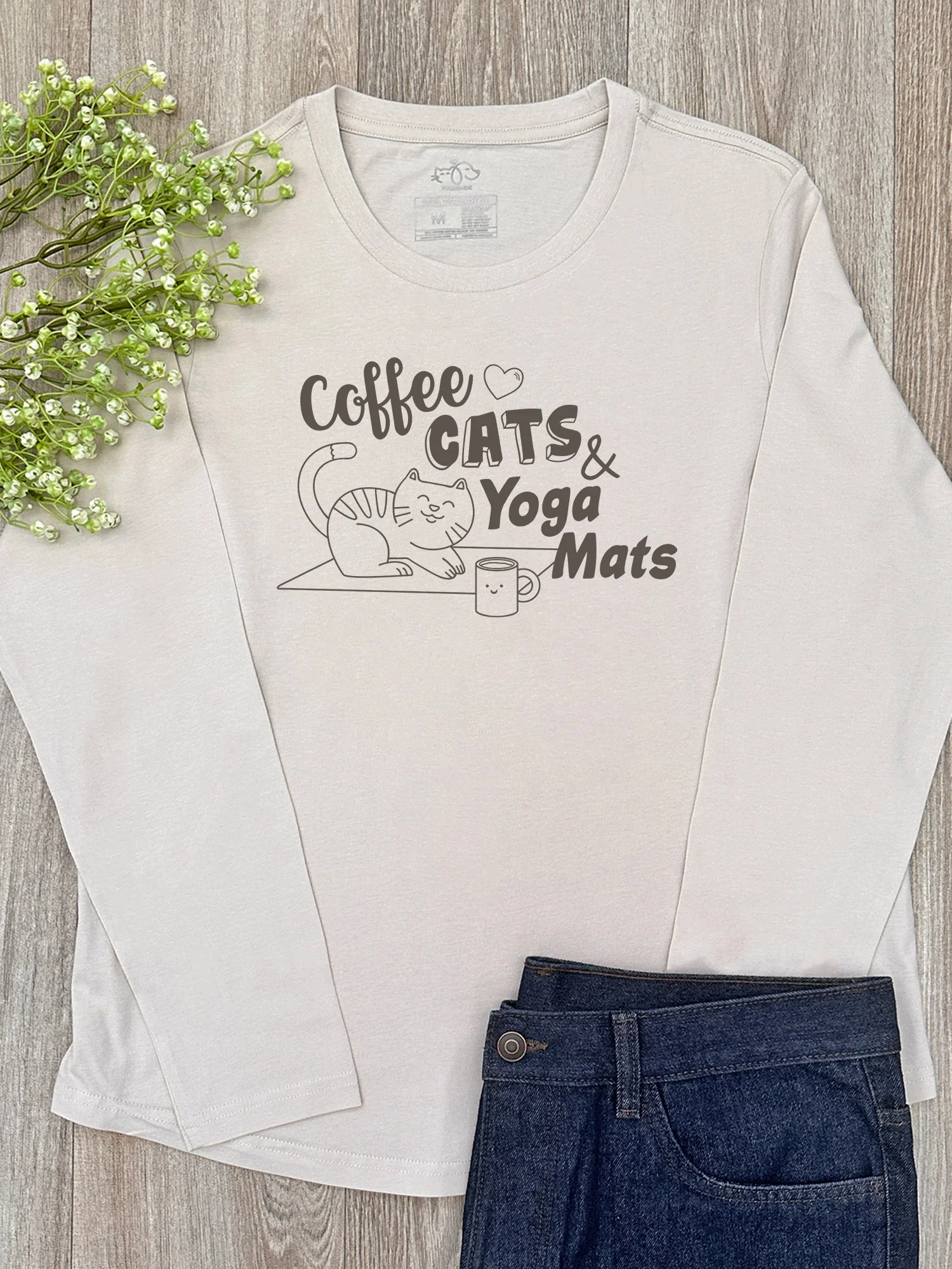 Coffee Cats & Yoga Mats Olivia Long Sleeve Tee - Image 4