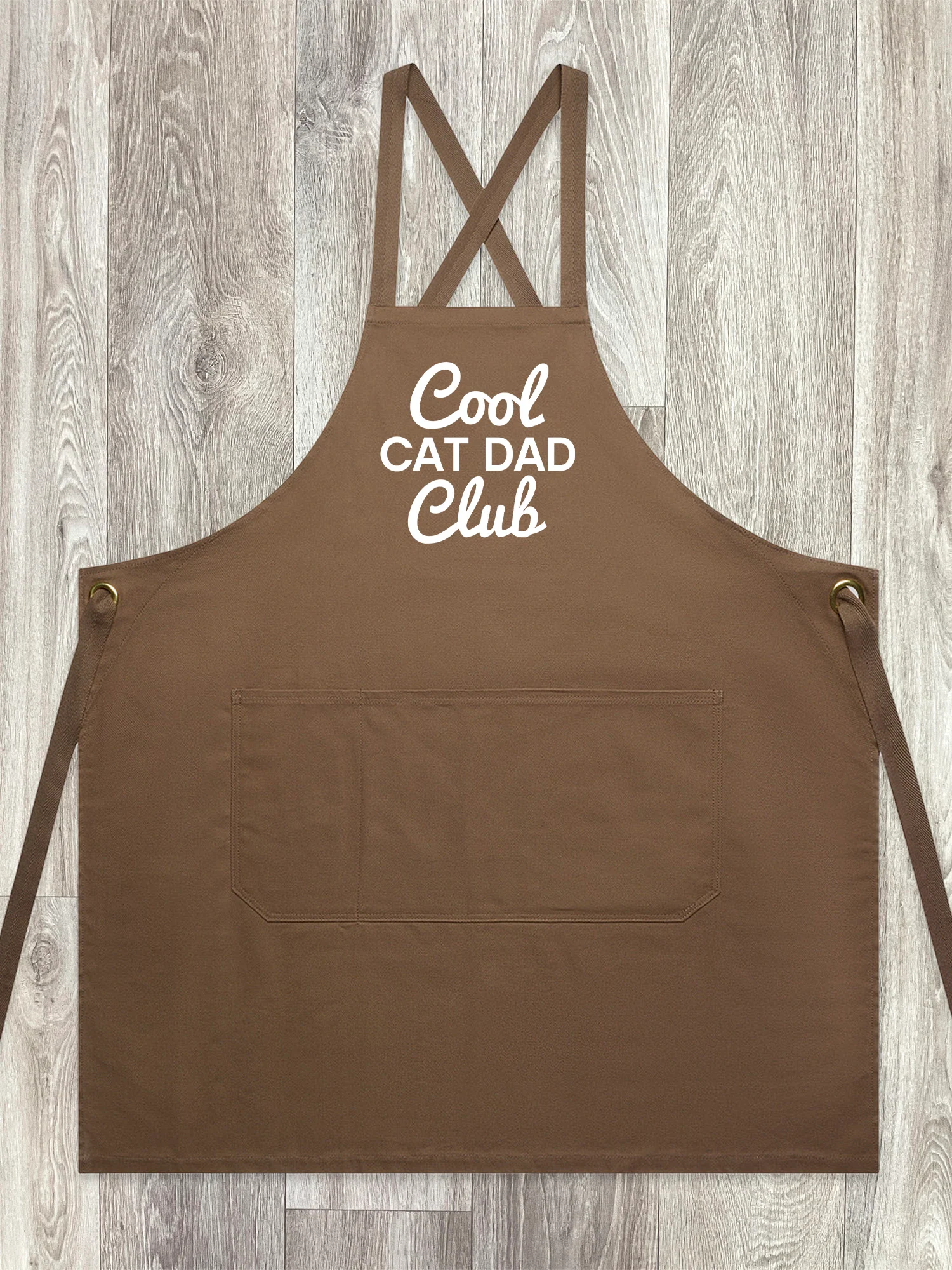 Cool Cat Dad Club Signature Script Jarrah Crossback Apron