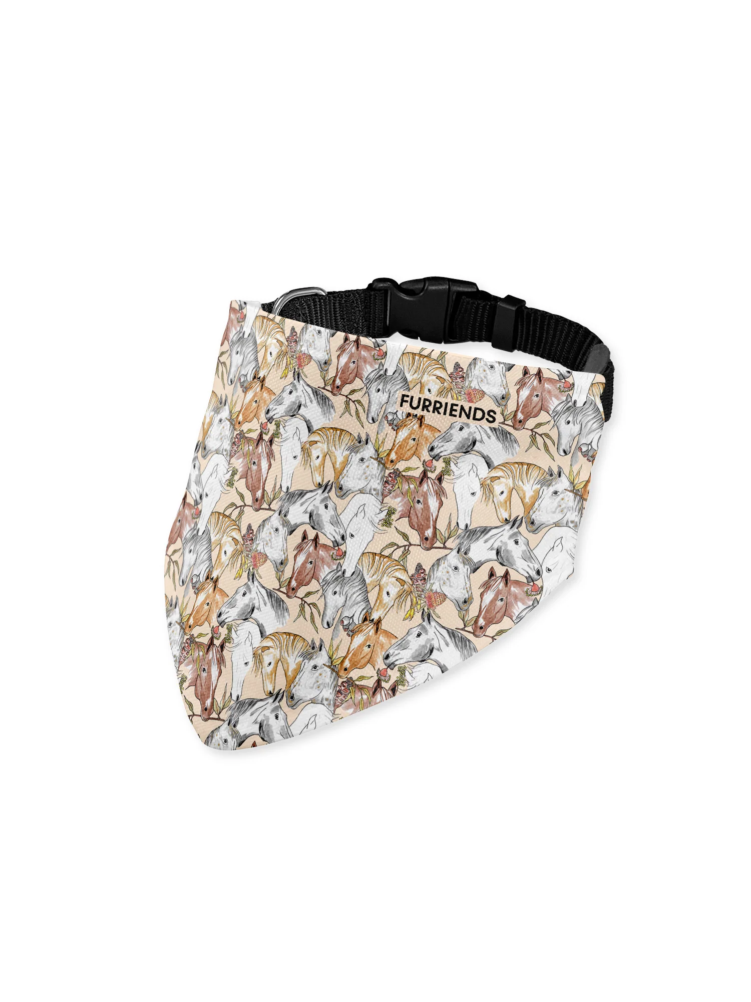 Curious Creatures Horse Lover Reversible & Customisable Dog Bandana With Collar - Image 4