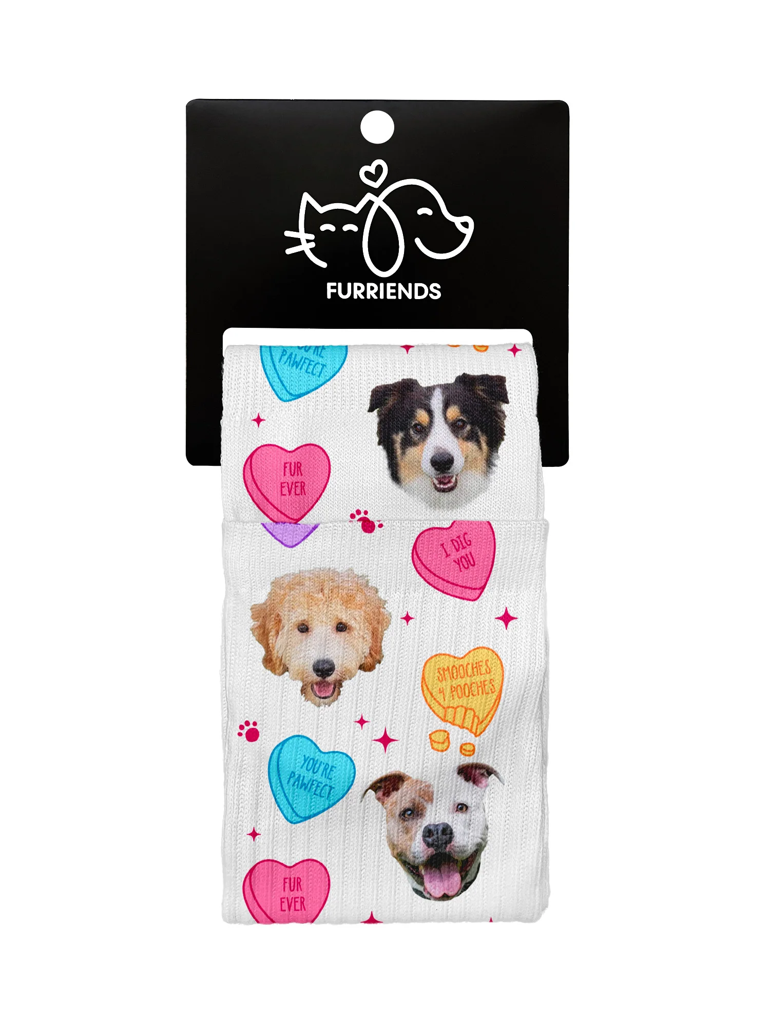 Custom Candy Hearts Pet Face Crew Socks - Image 14