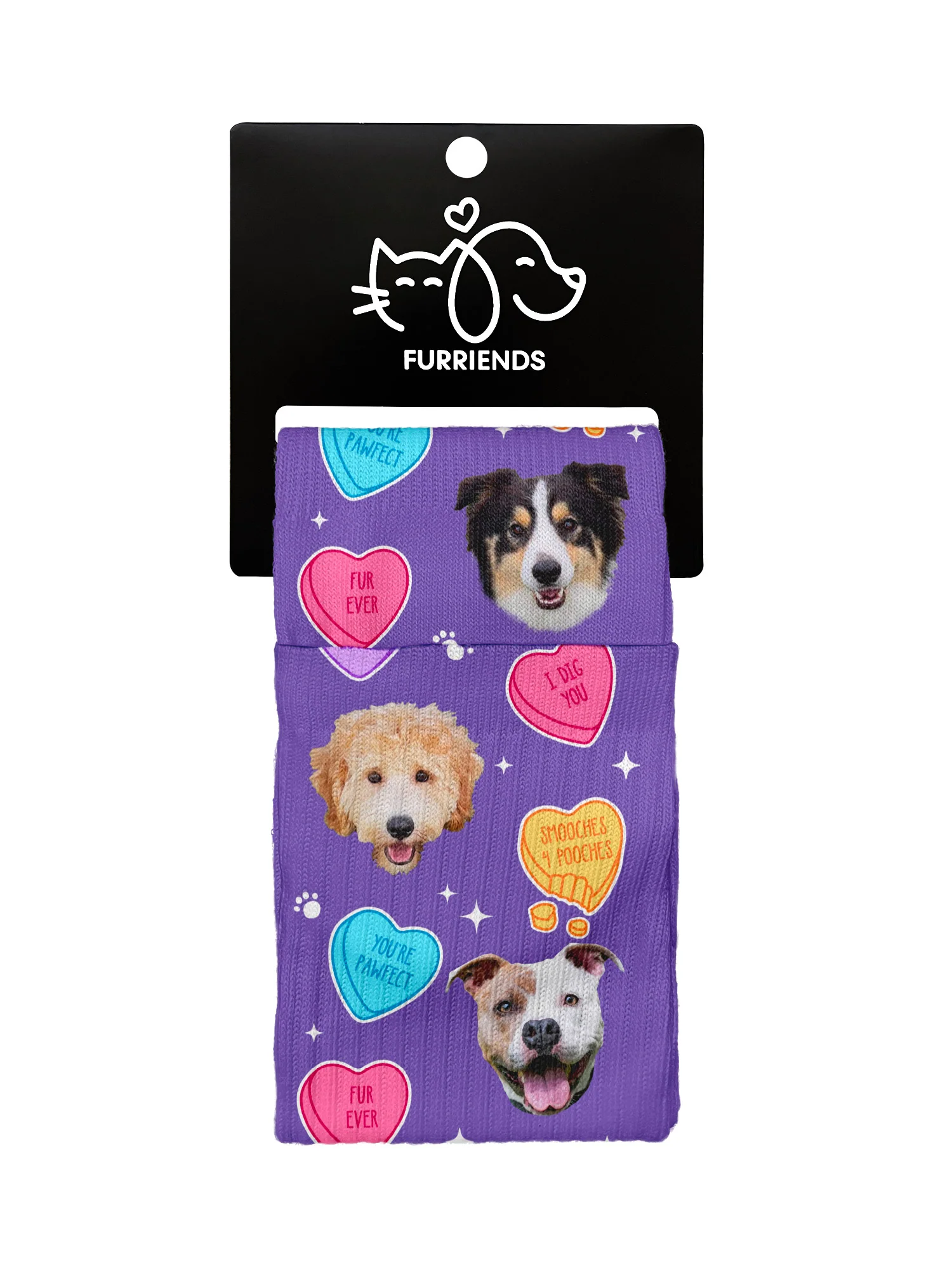 Custom Candy Hearts Pet Face Crew Socks - Image 15