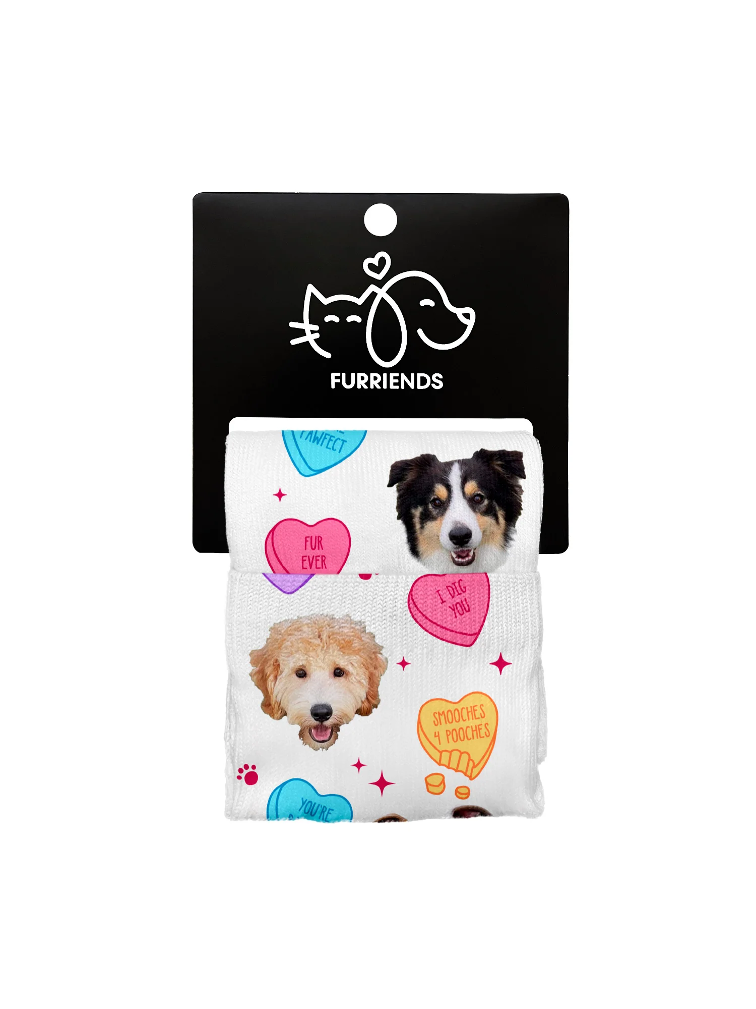 Custom Candy Hearts Pet Face Dress Socks - Image 13