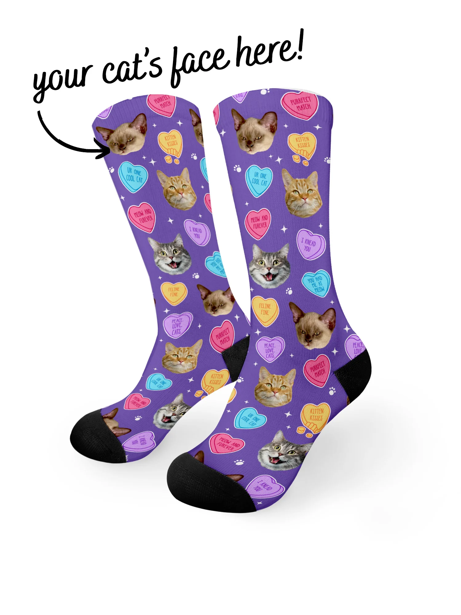 Custom Candy Hearts Pet Face Dress Socks - Image 7