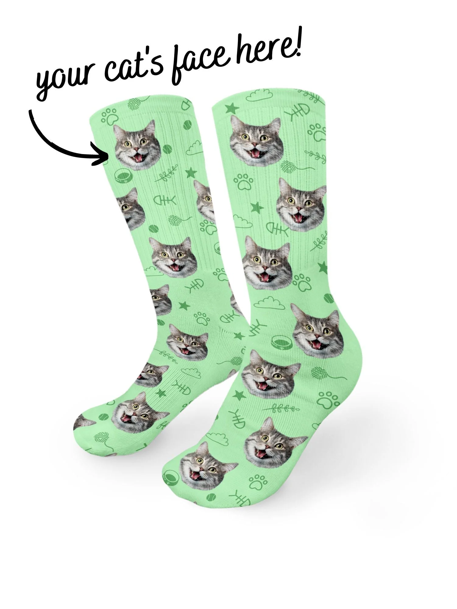 Custom Cat Face Crew Socks - Image 10