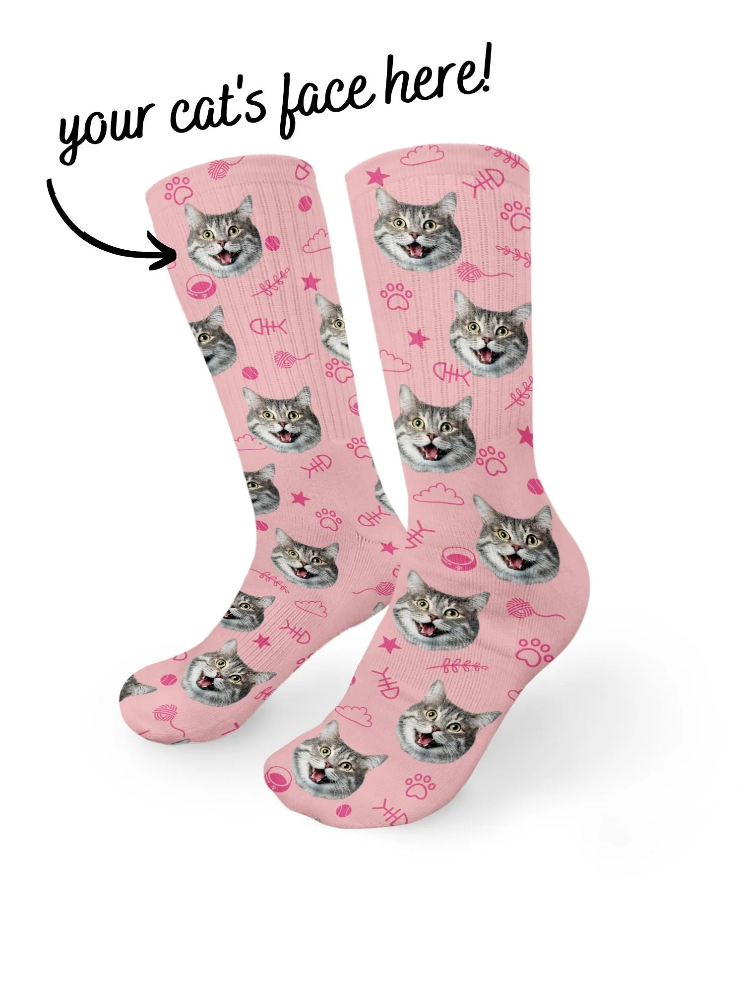 Custom Cat Face Crew Socks - Image 11