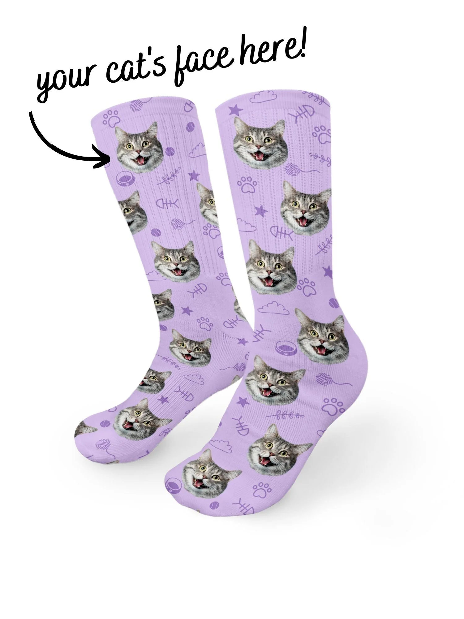 Custom Cat Face Crew Socks - Image 12
