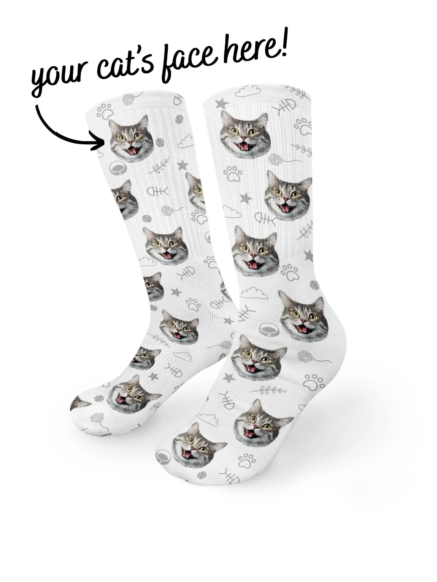 Custom Cat Face Crew Socks - Image 14