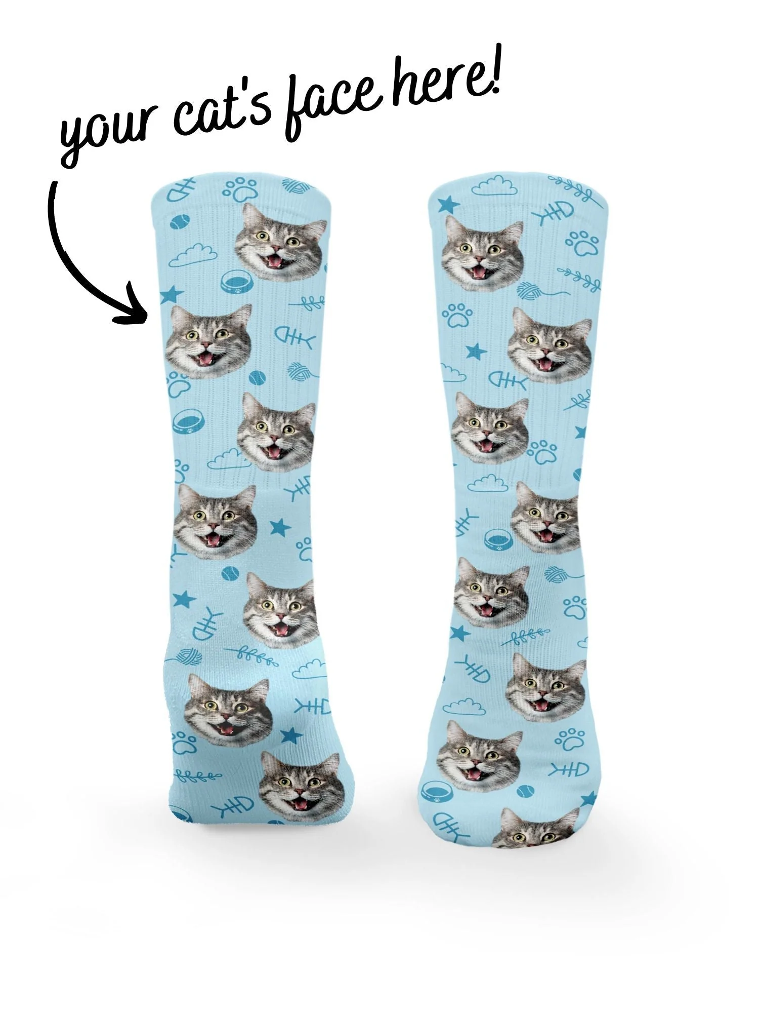 Custom Cat Face Crew Socks - Image 2