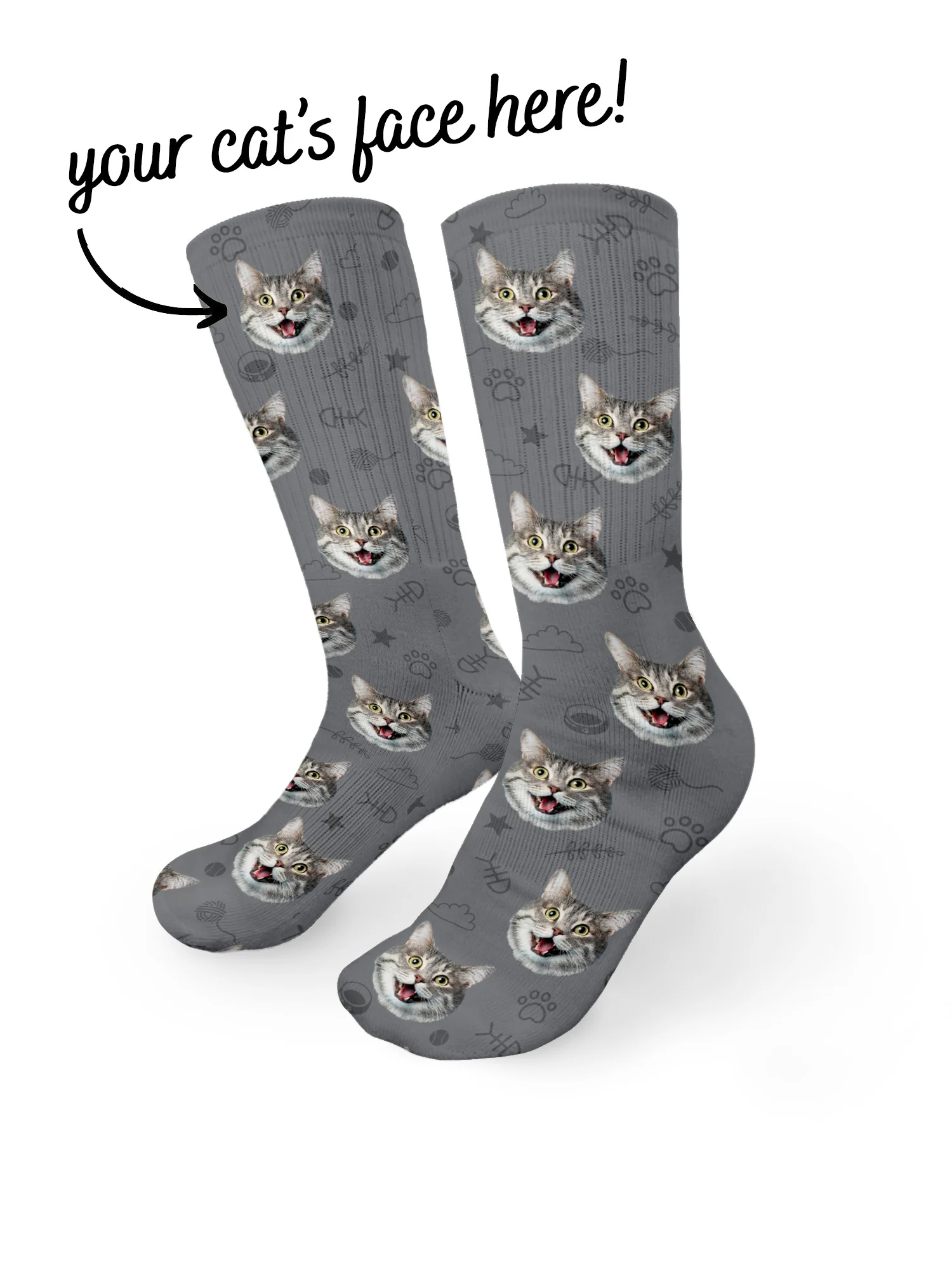 Custom Cat Face Crew Socks - Image 23