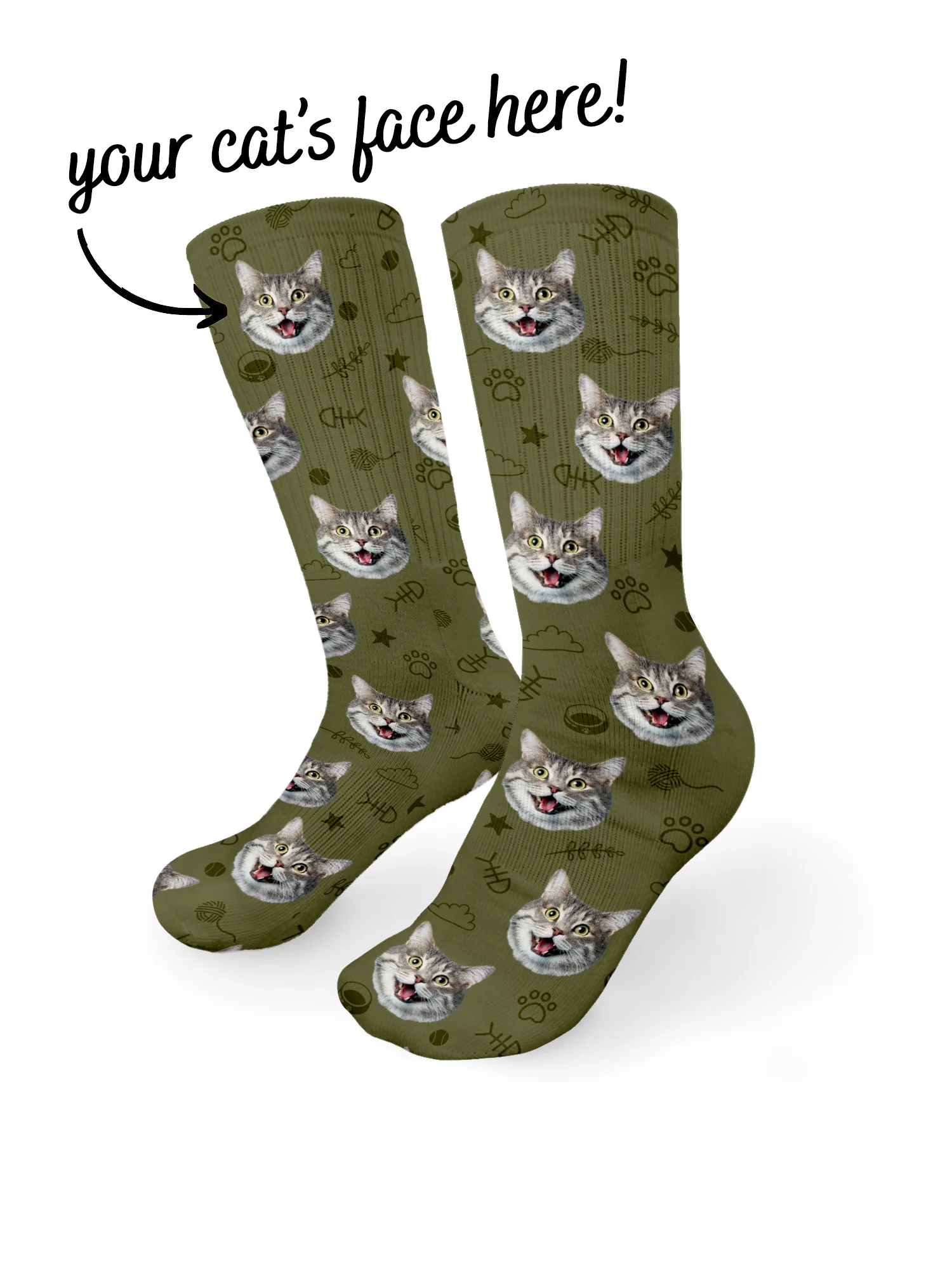 Custom Cat Face Crew Socks - Image 25