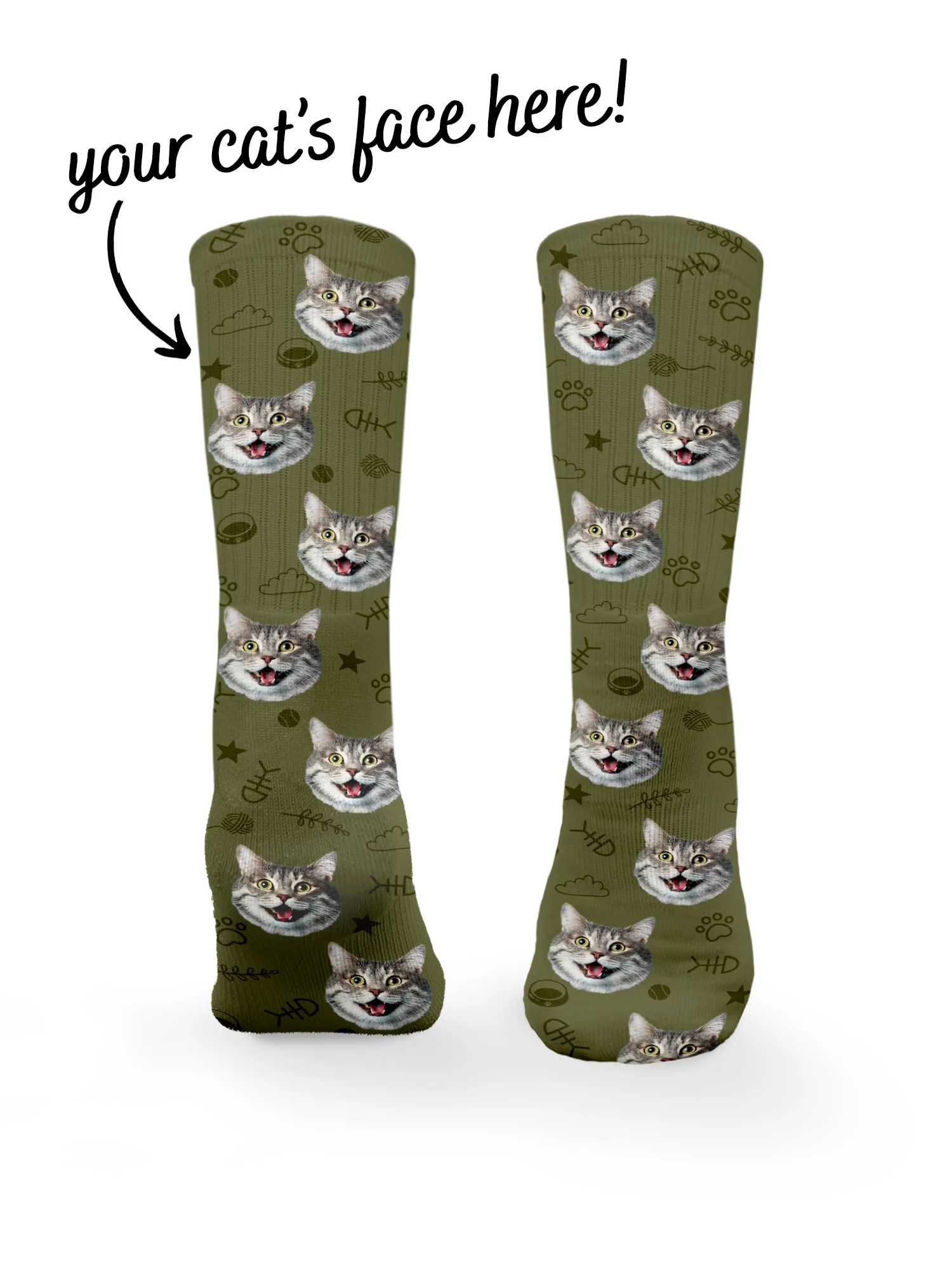 Custom Cat Face Crew Socks - Image 26