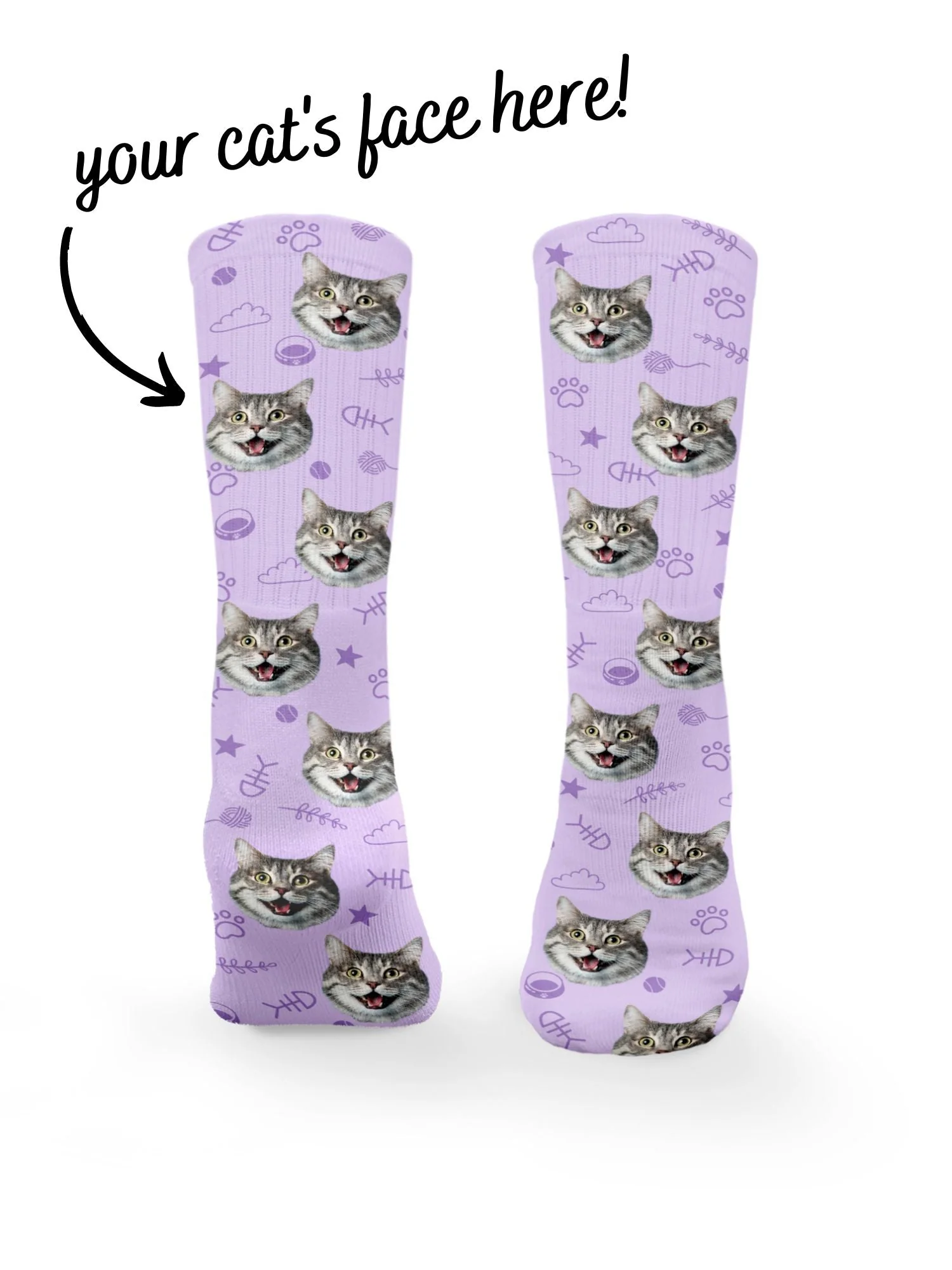 Custom Cat Face Crew Socks - Image 3