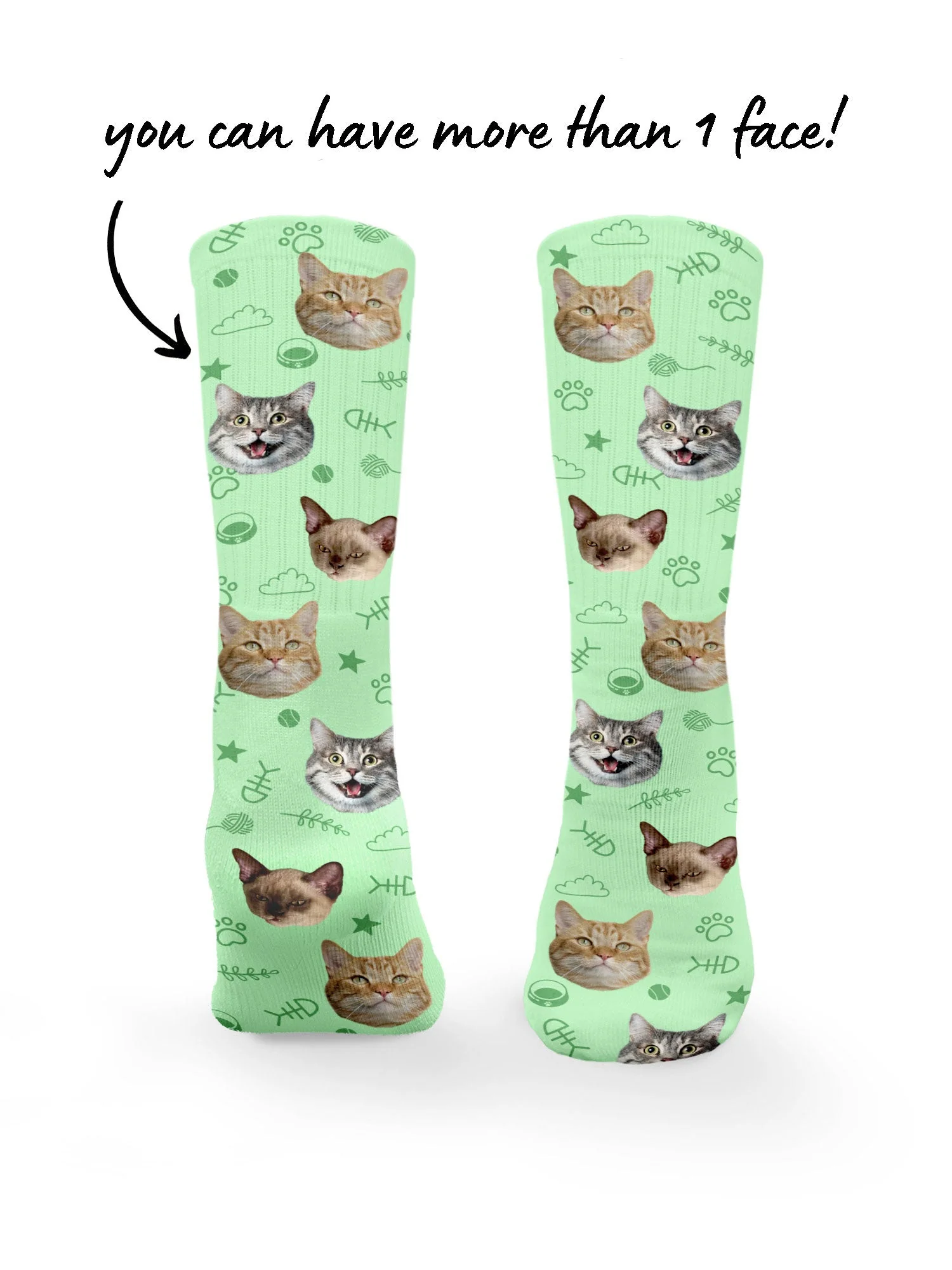 Custom Cat Face Crew Socks - Image 4