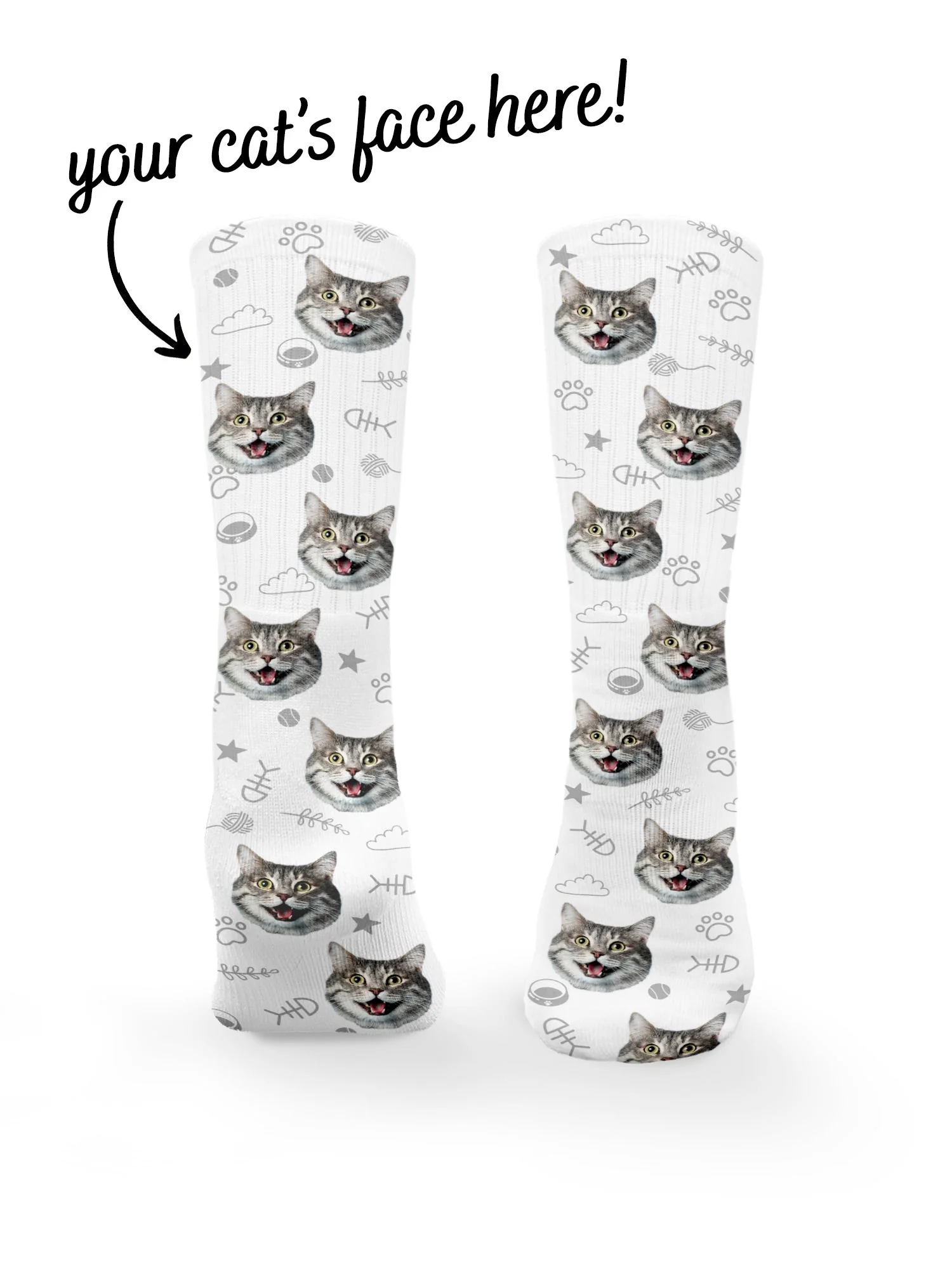 Custom Cat Face Crew Socks - Image 7