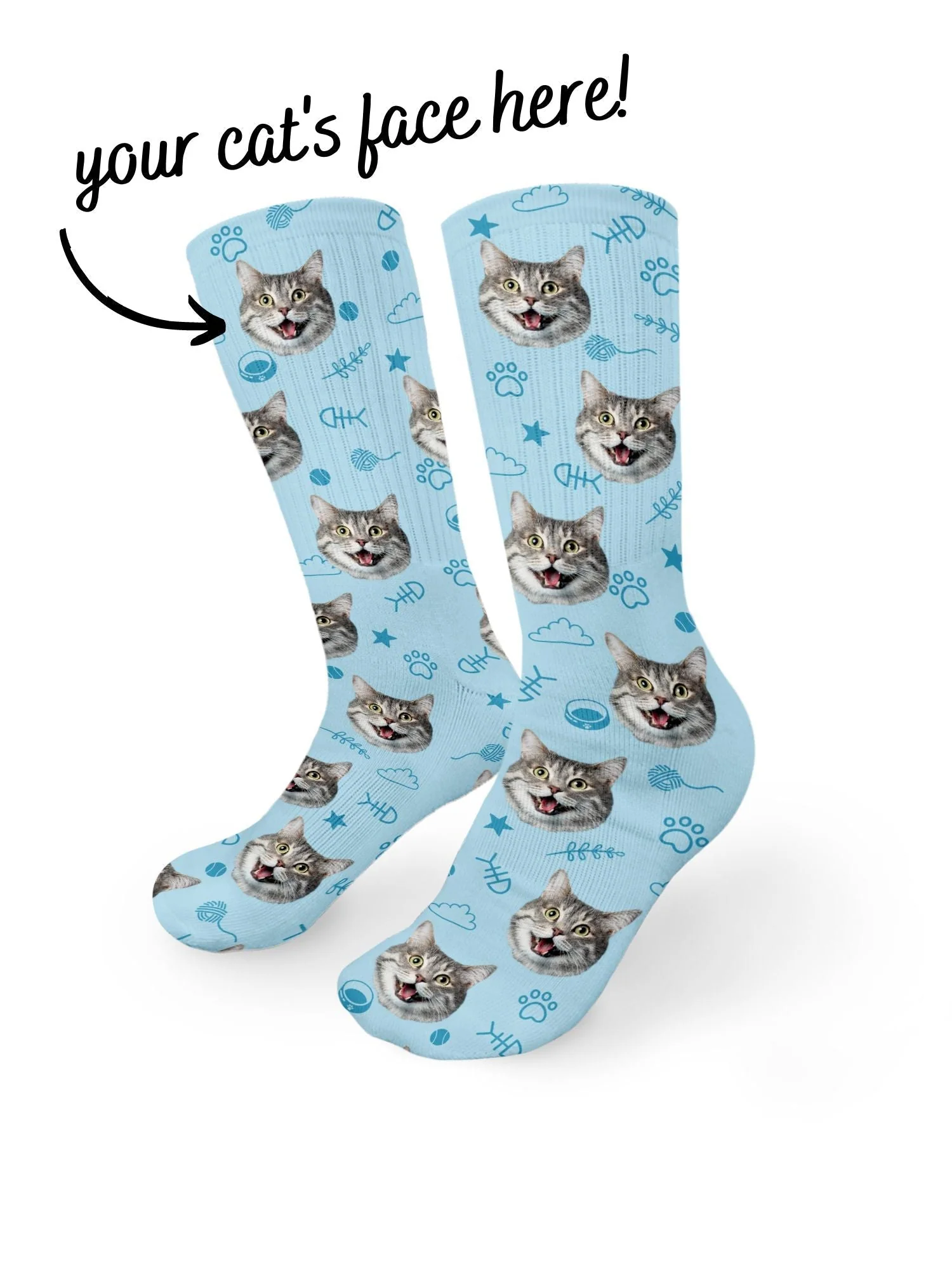 Custom Cat Face Crew Socks - Image 9