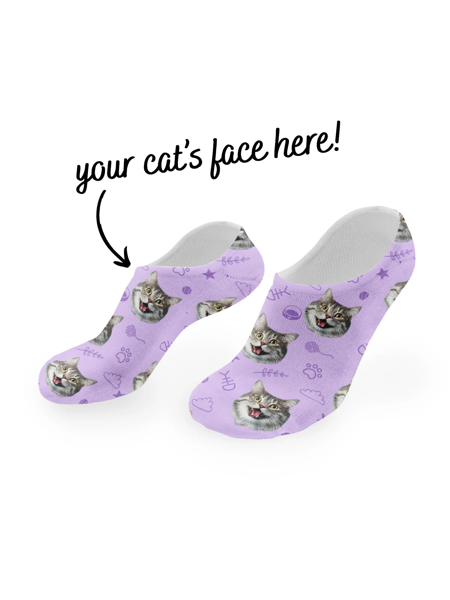 Custom Cat Face No-Show Socks - Image 10