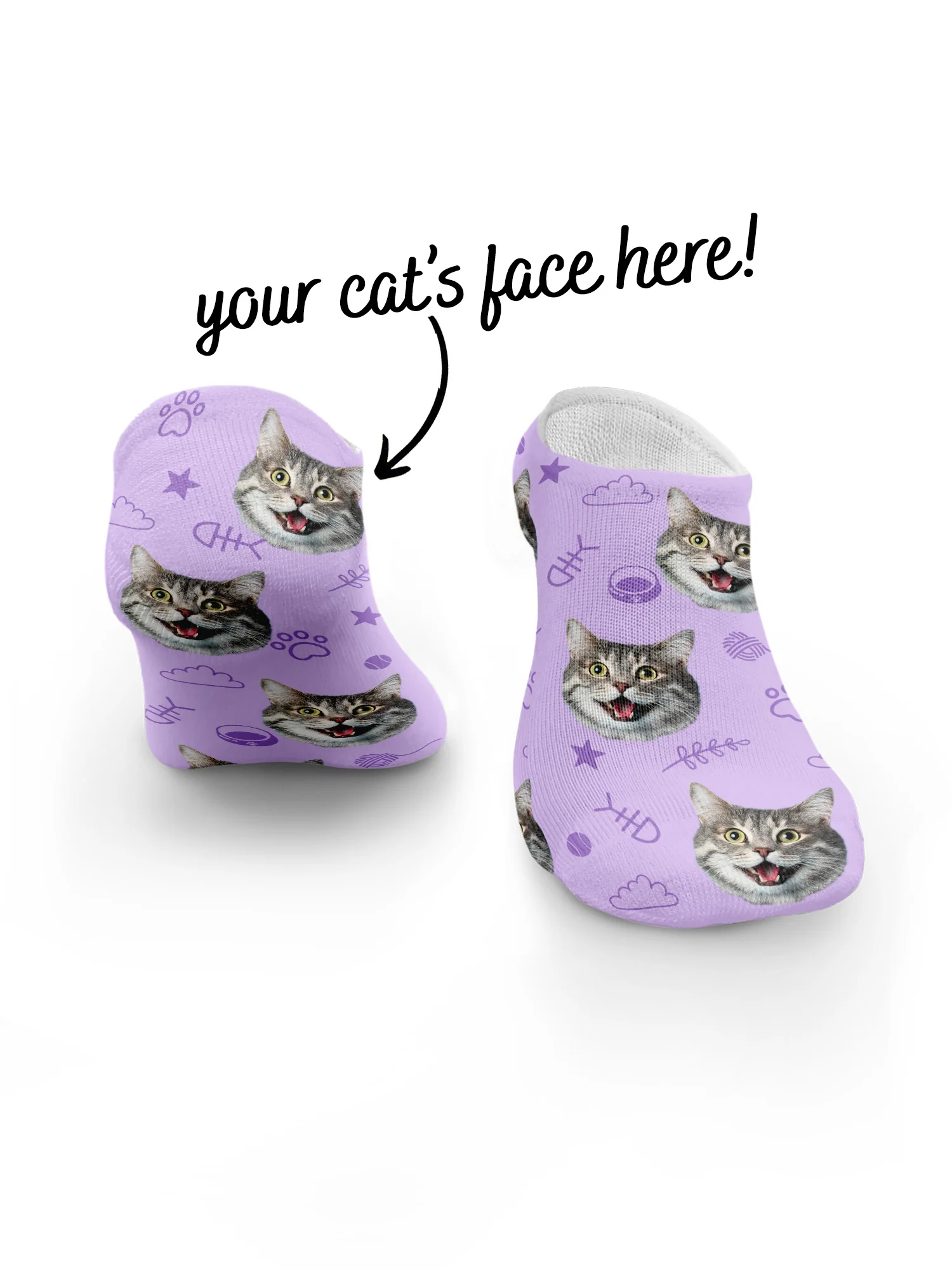Custom Cat Face No-Show Socks - Image 11