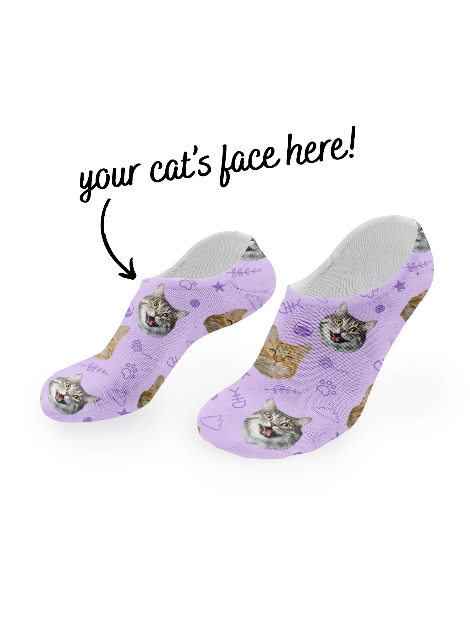 Custom Cat Face No-Show Socks - Image 17