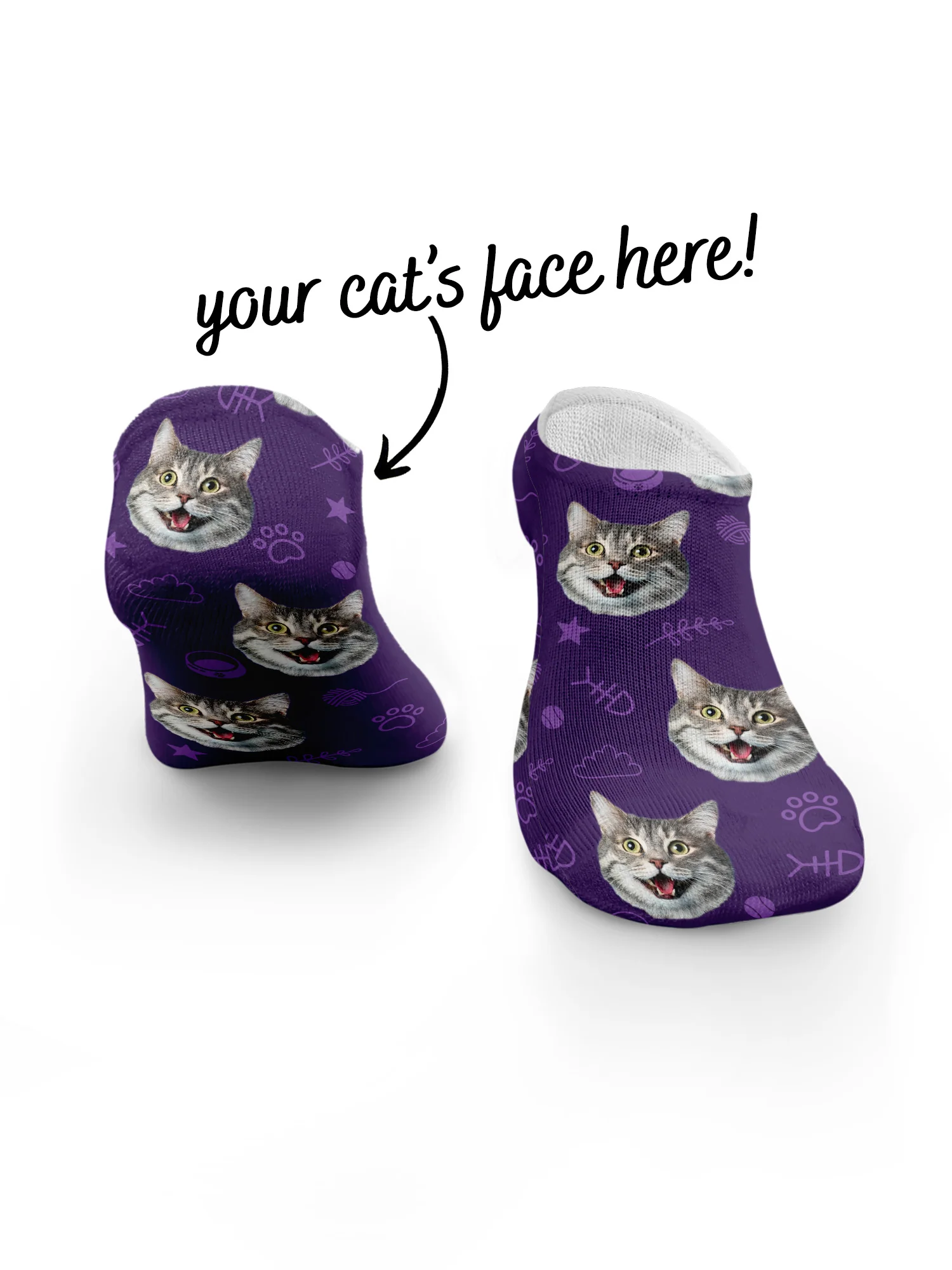 Custom Cat Face No-Show Socks - Image 19