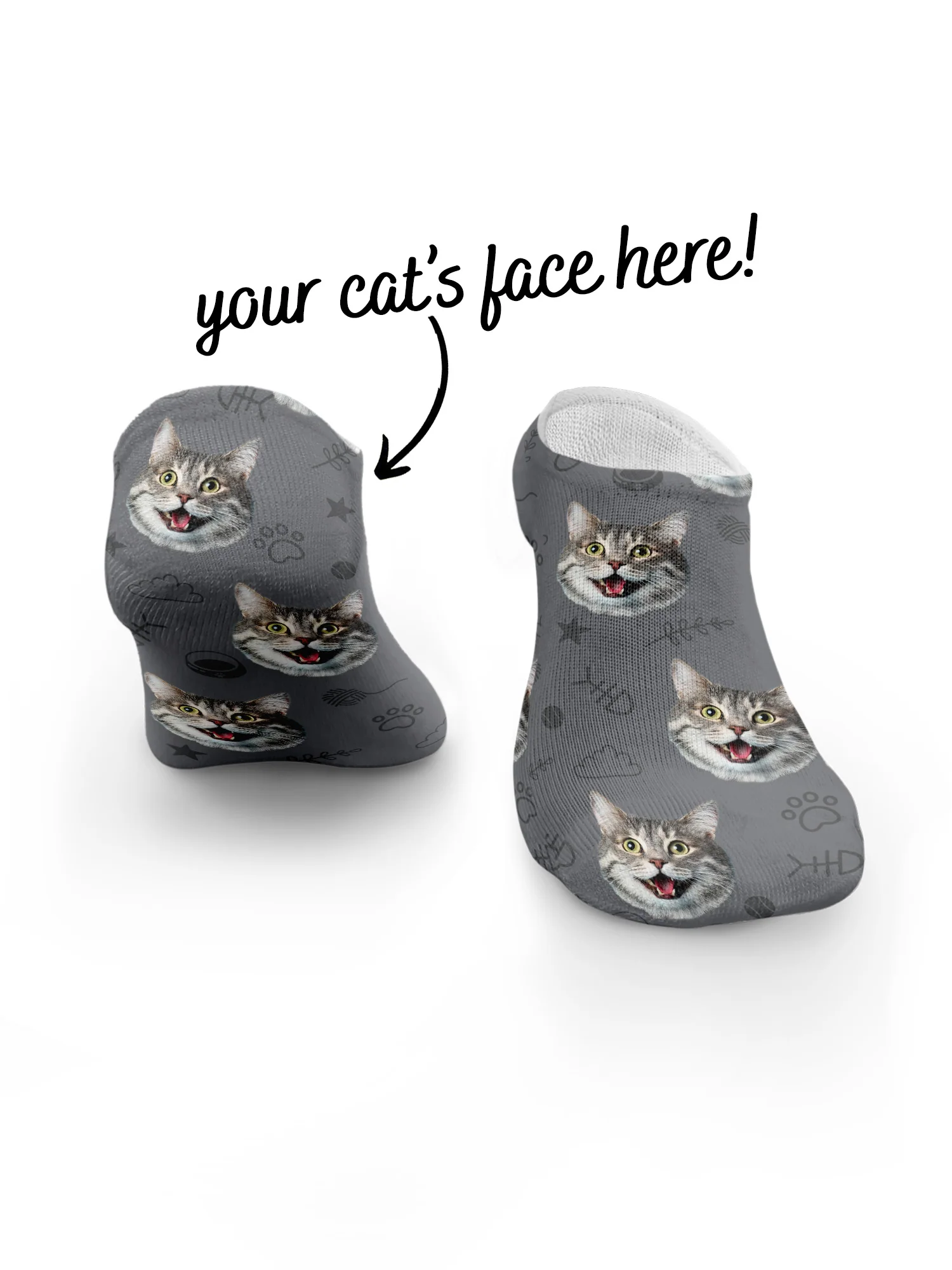 Custom Cat Face No-Show Socks - Image 21