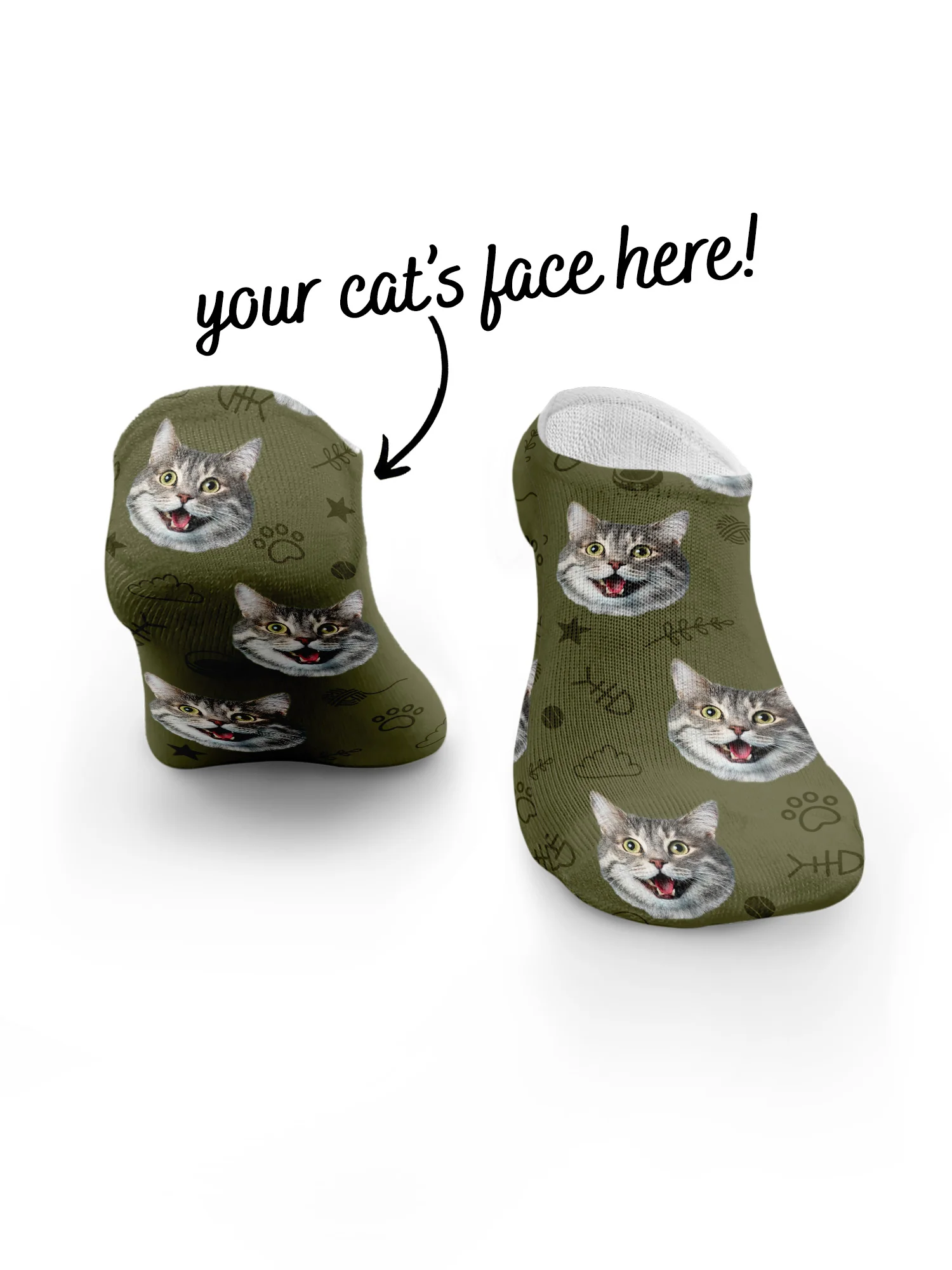 Custom Cat Face No-Show Socks - Image 23